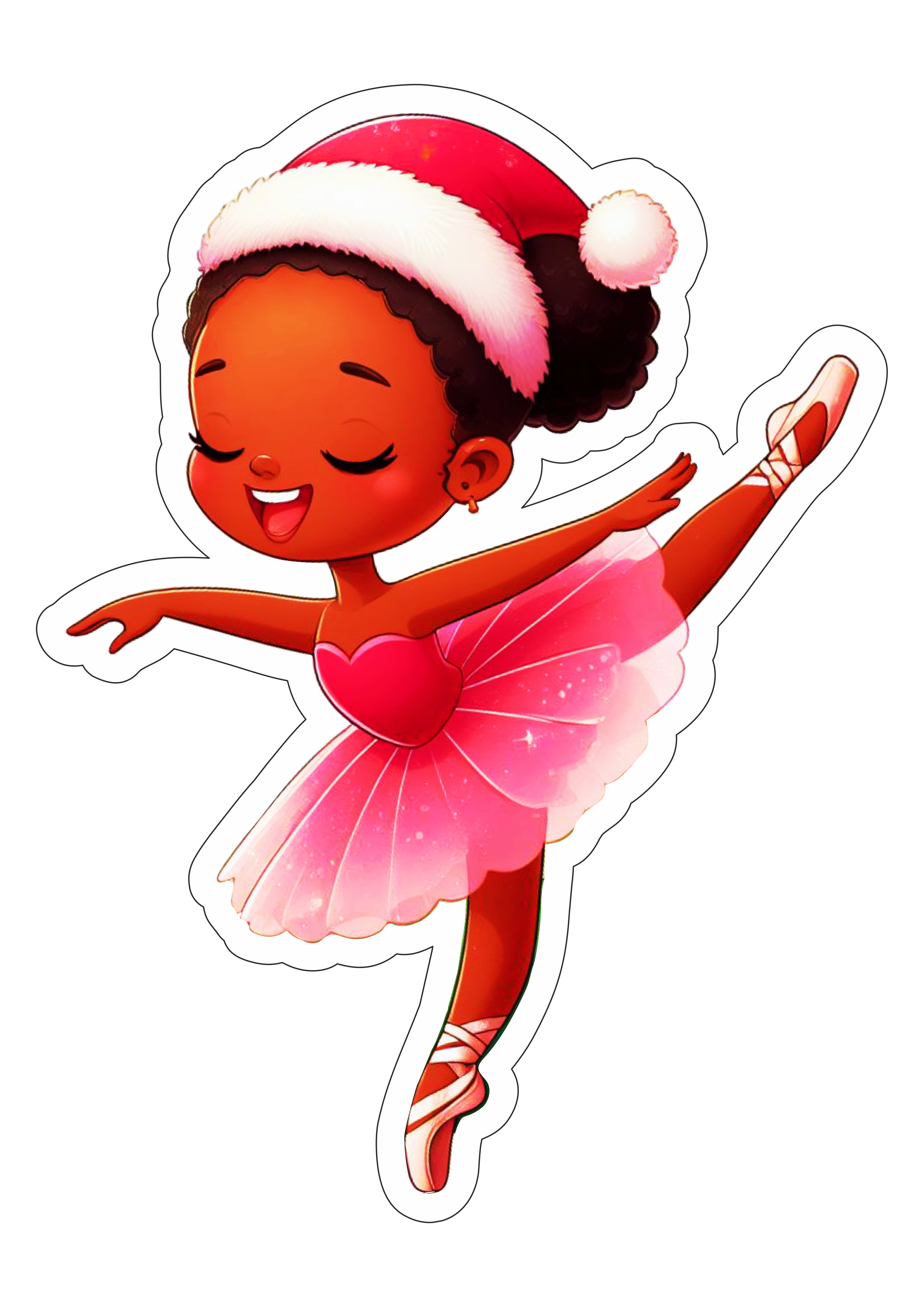 Bailarina com roupinha de natal moreninha decoração passos de dança png