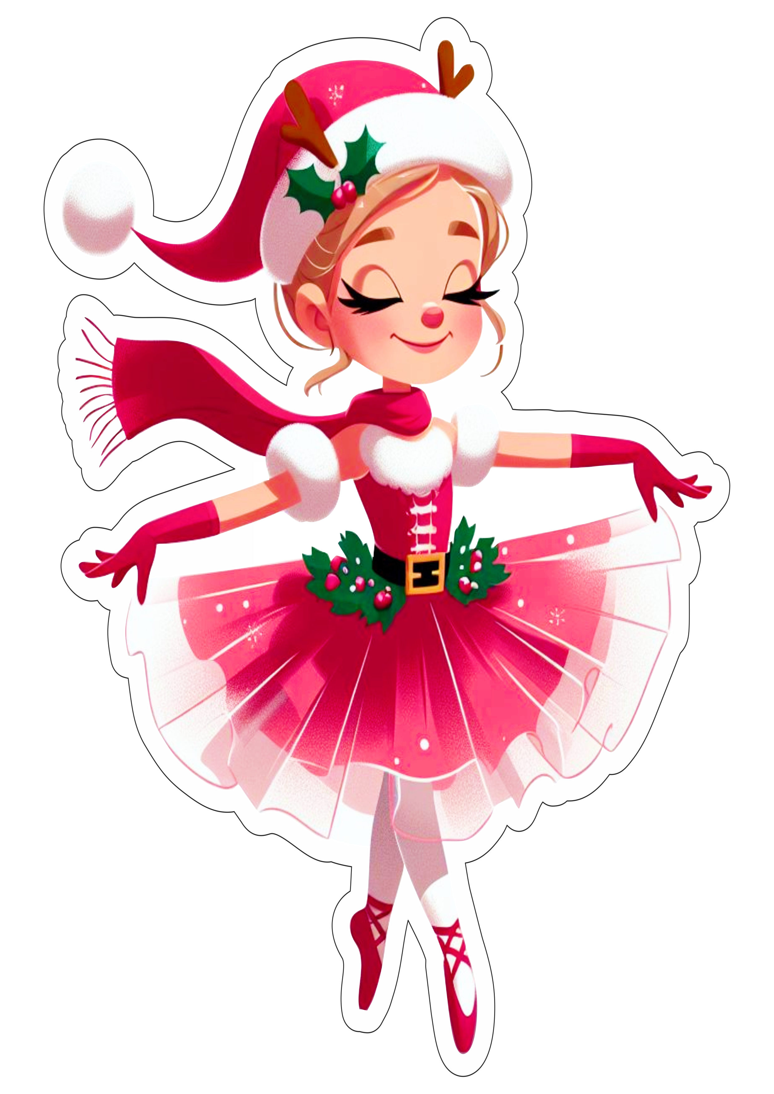 Bailarina com roupinha de natal menina de vestido decoração passos de dança png