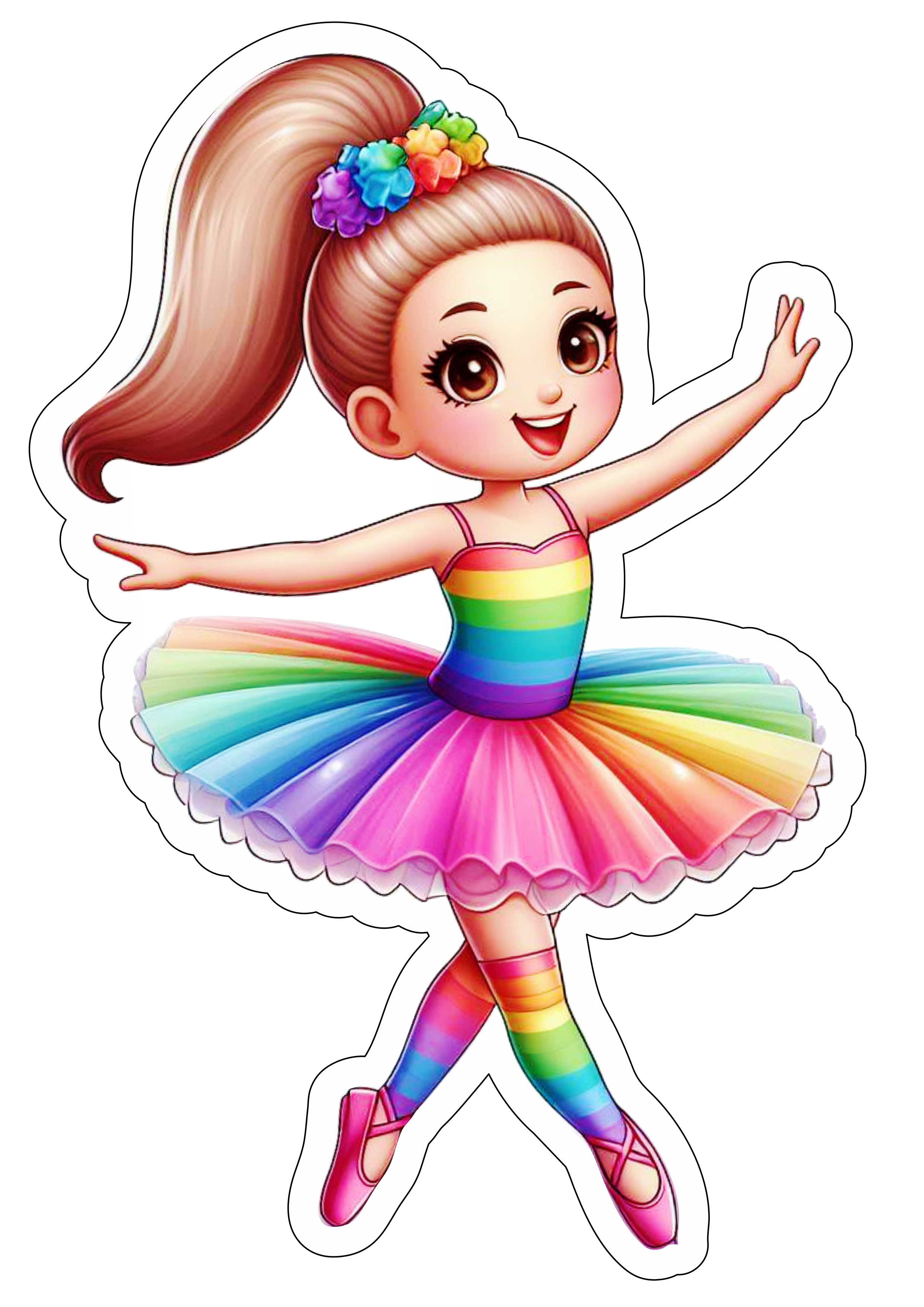 Bailarina colorida arco-íris ilustração png