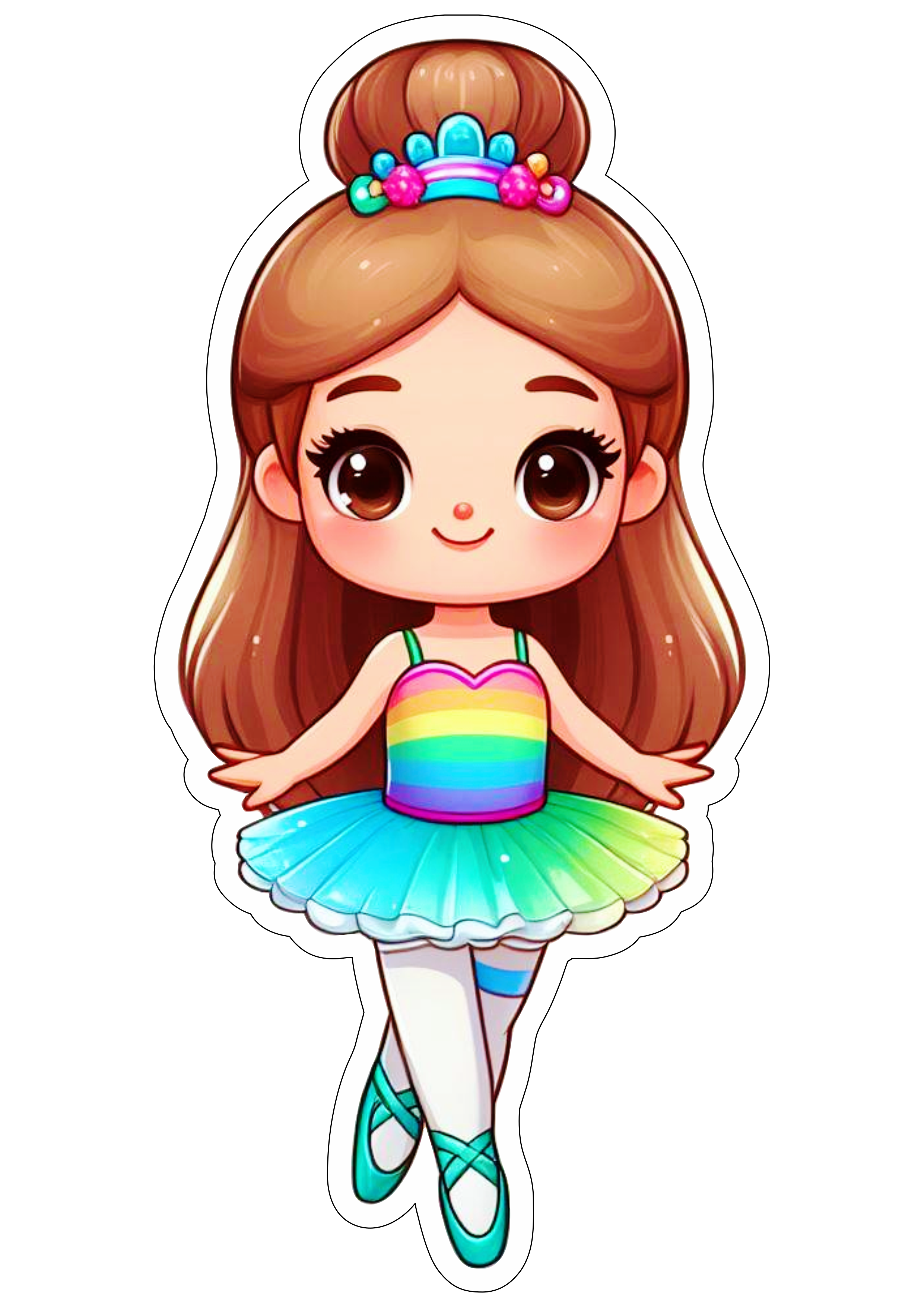 Bailarina colorida arco-íris ilustração fundo transparente png