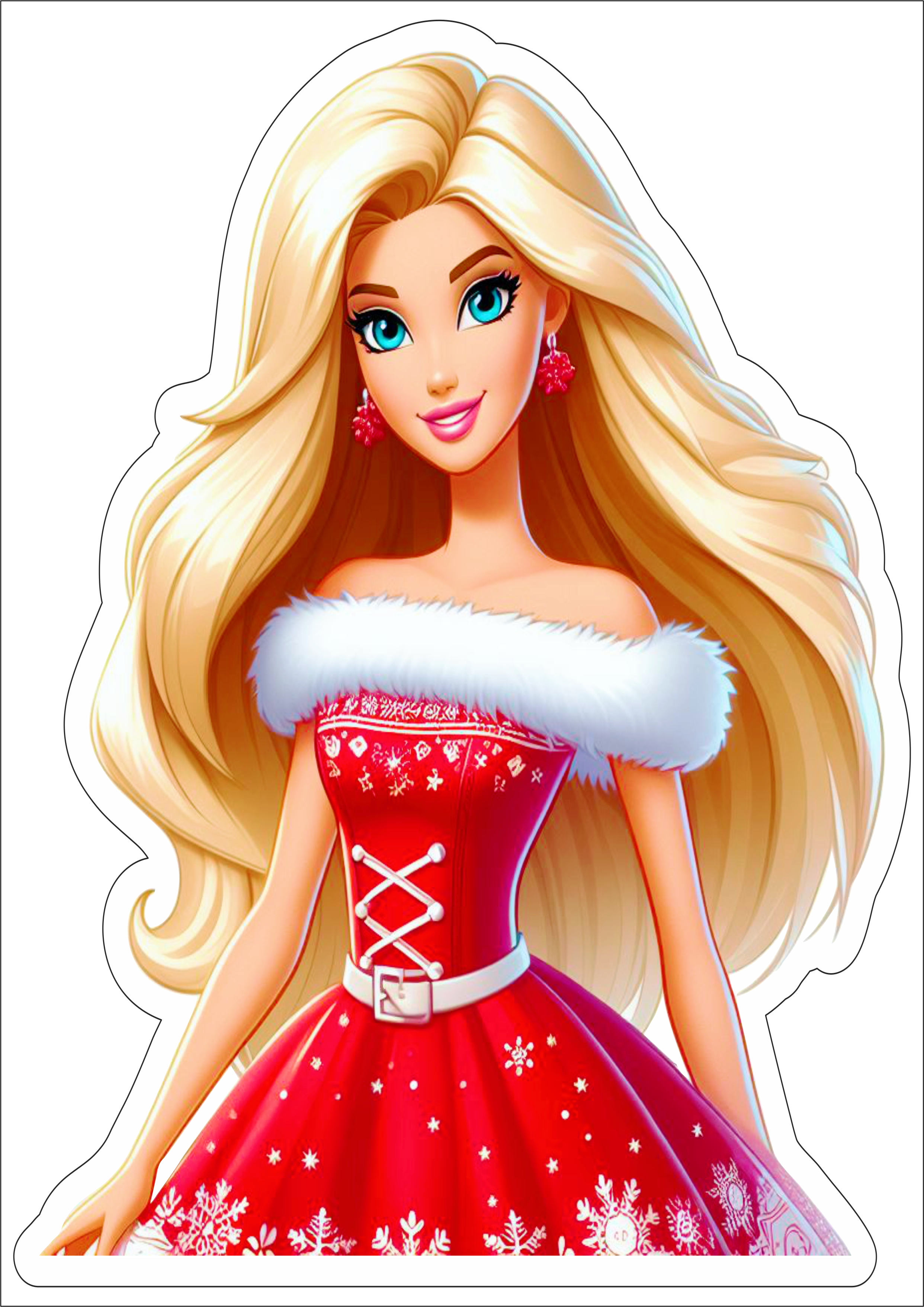 Barbie boneca com vestido vermelho de natal png