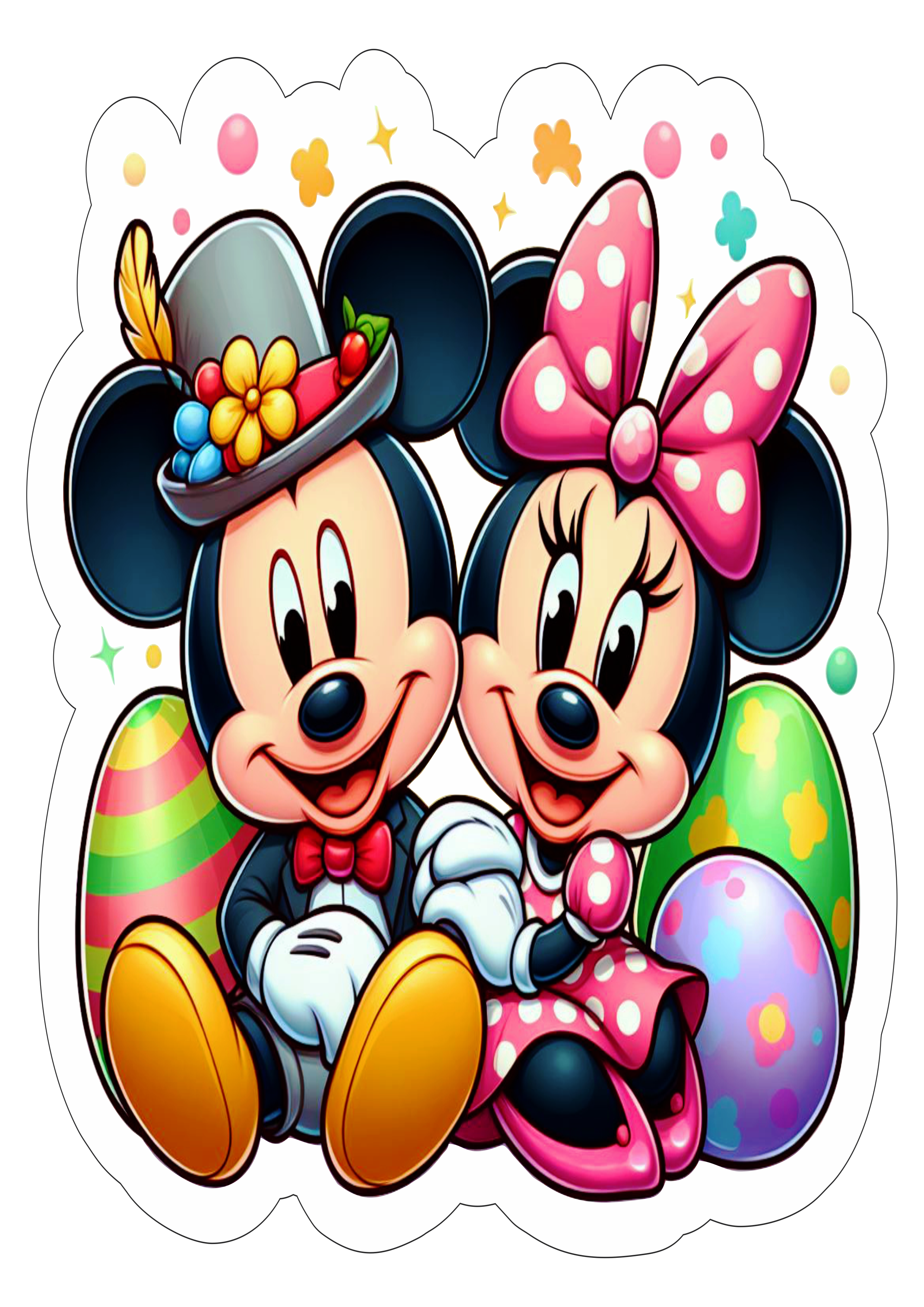 Mickey e Minnie especial de páscoa fundo transparente png