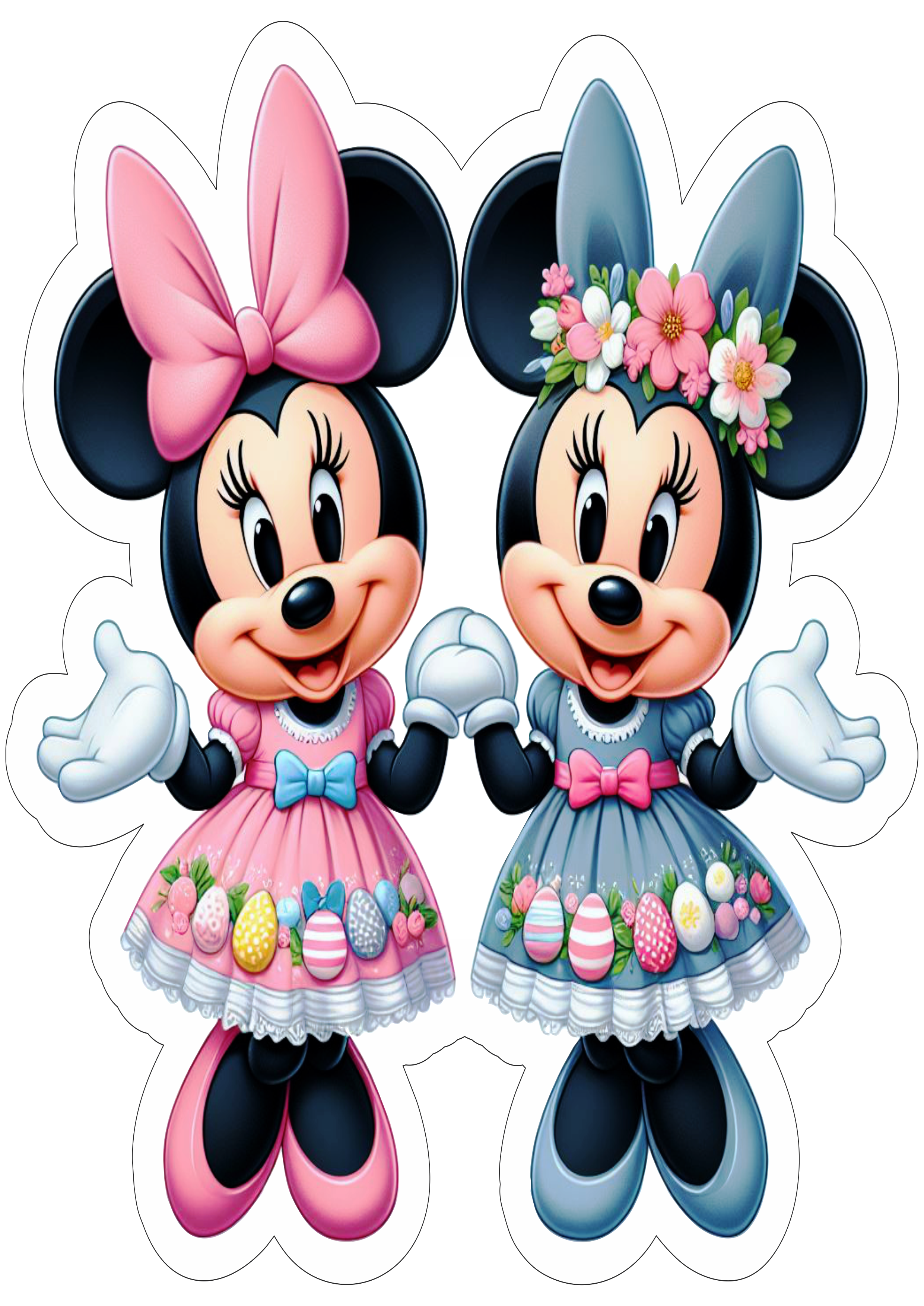 Mickey e Minnie especial de páscoa fundo transparente com contorno clipart png
