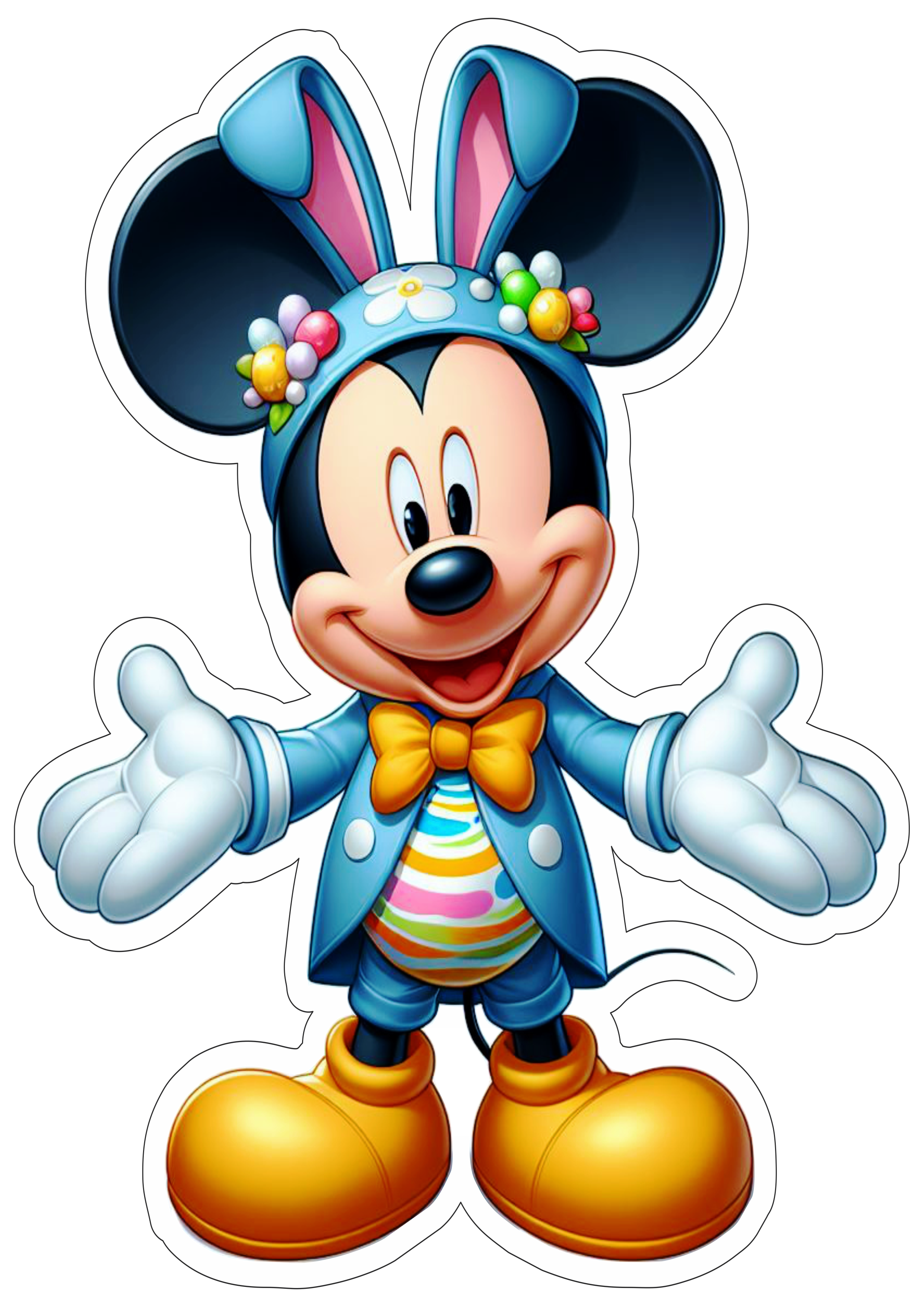 Mickey Mouse coelhinho da páscoa artes gráficas fundo transparente com contorno desenho infantil ilustração png
