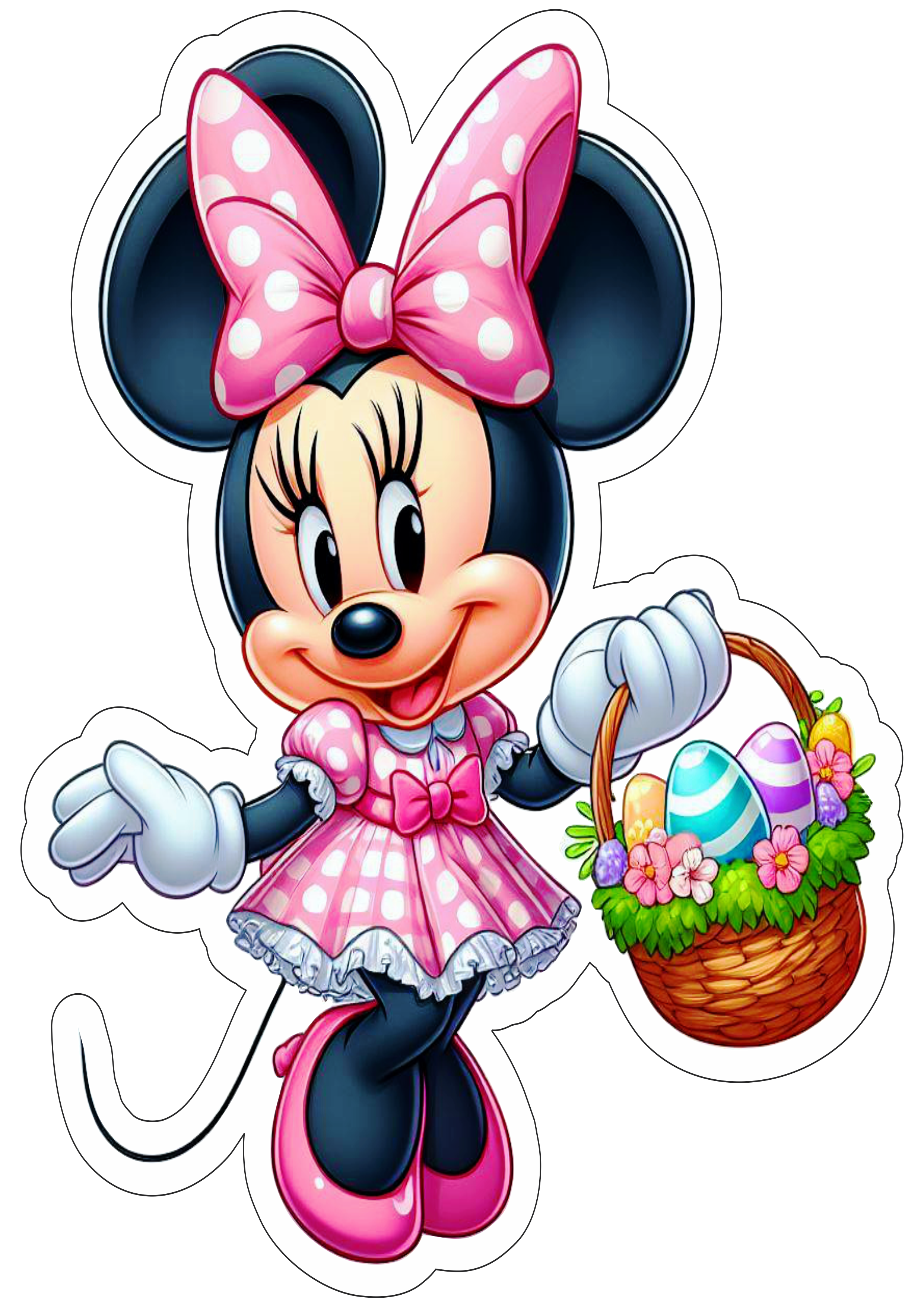 Minnie rosa decoração de páscoa personagem infantil Disney ilustração artes gráficas desenho png