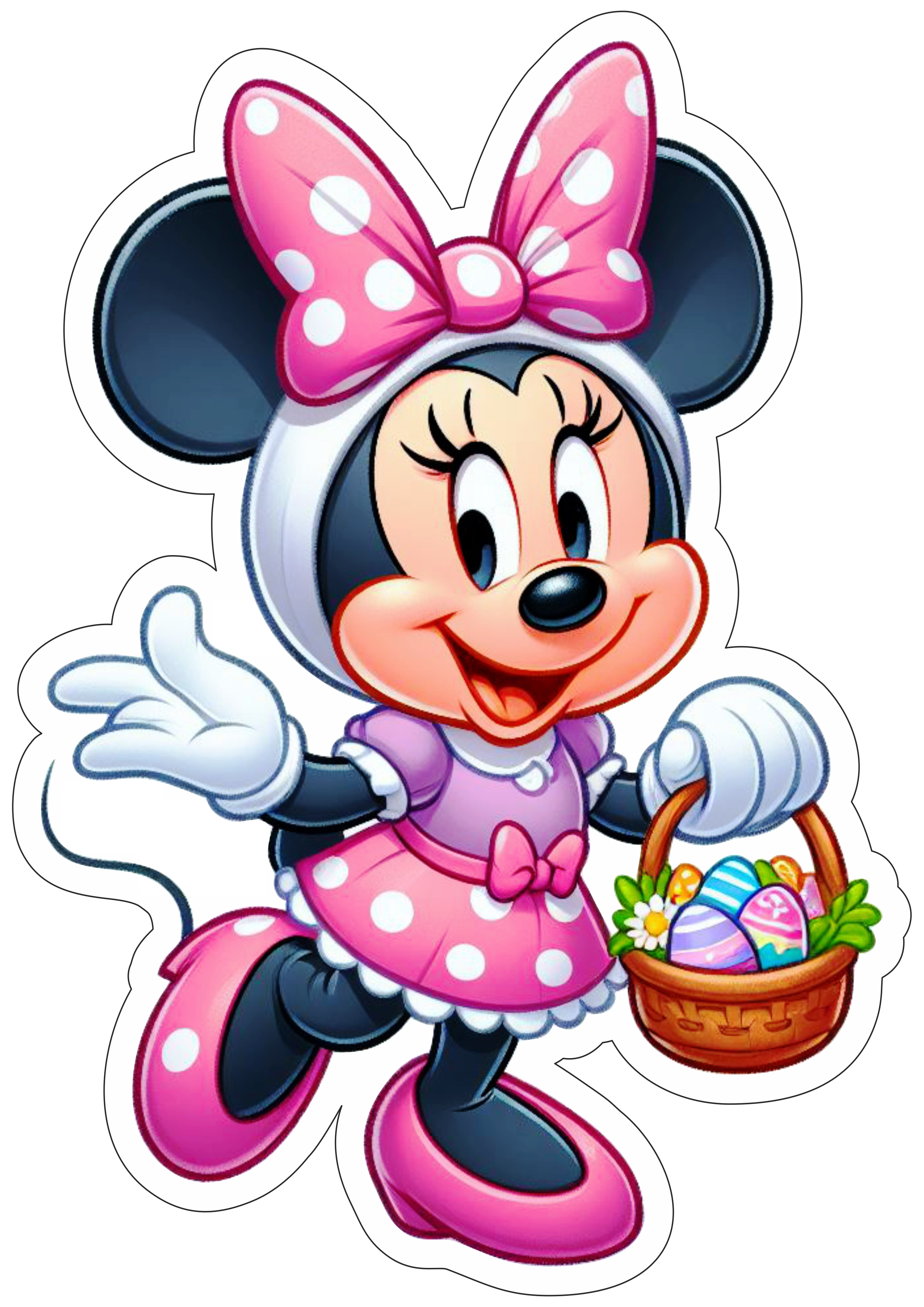 Minnie rosa fundo transparente páscoa ovos de chocolate desenho infantil ilustração png