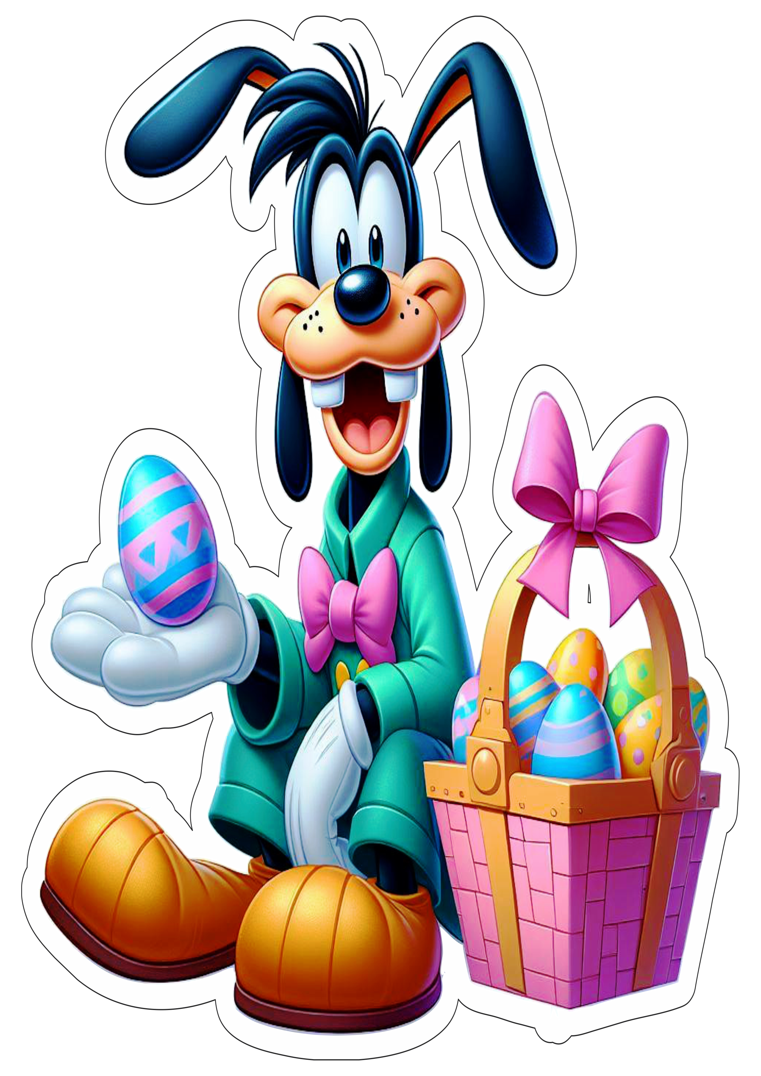 Turma do Mickey Mouse Pateta ovos de páscoa desenho infantil colorido png