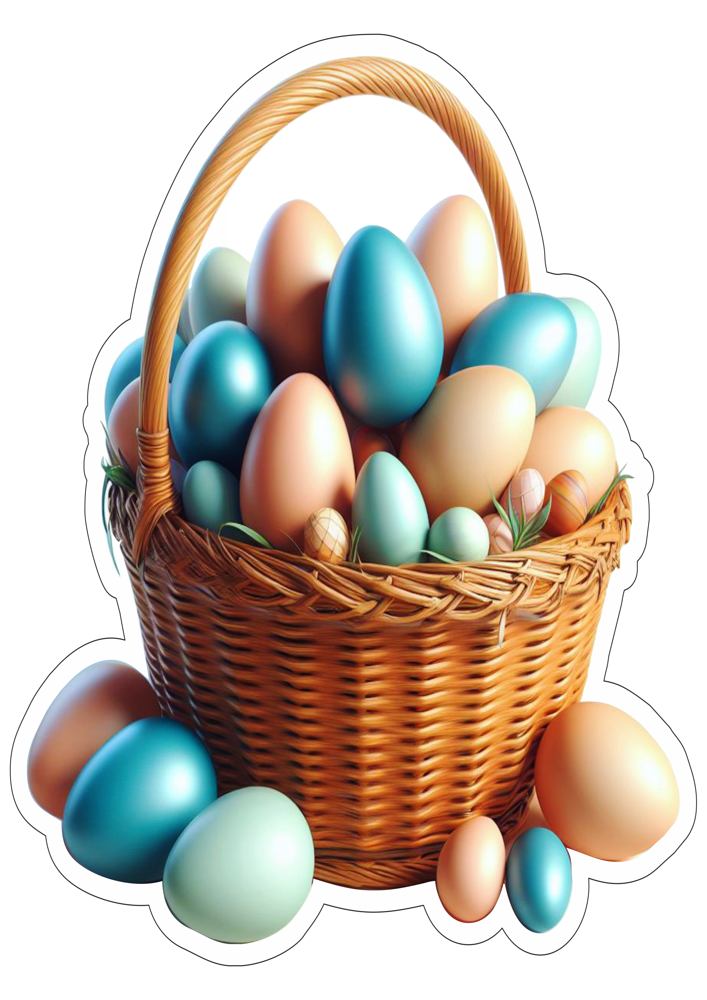 Cestinha de ovos de páscoa colorido decoração ilustração free png