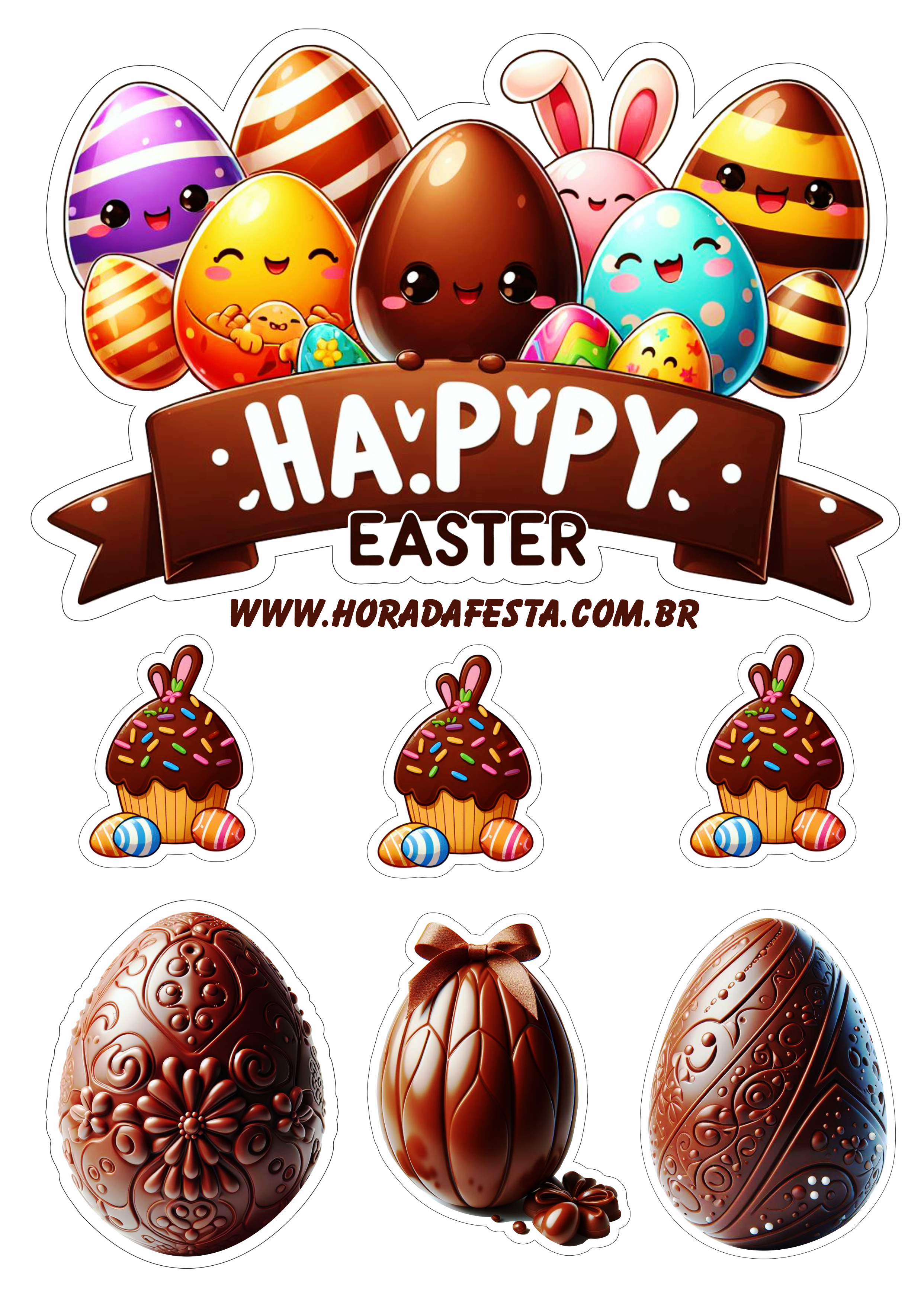Happy easter decoration for children’s party png