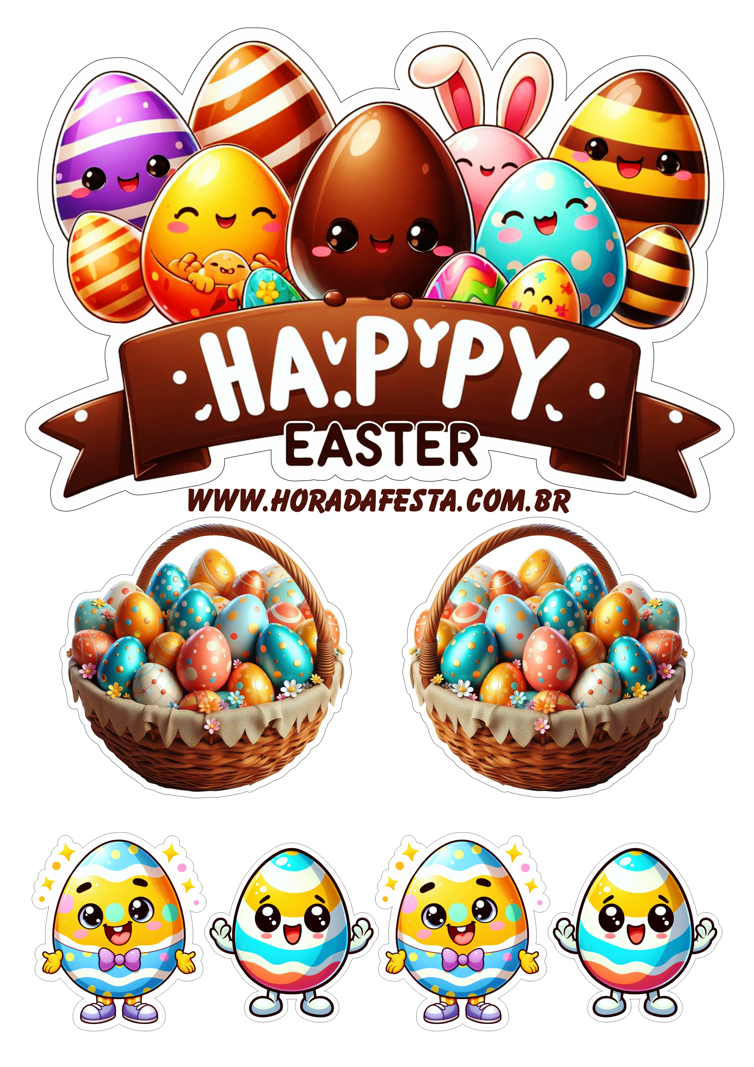 Happy easter decoration for children’s party free download chocolate eggs png