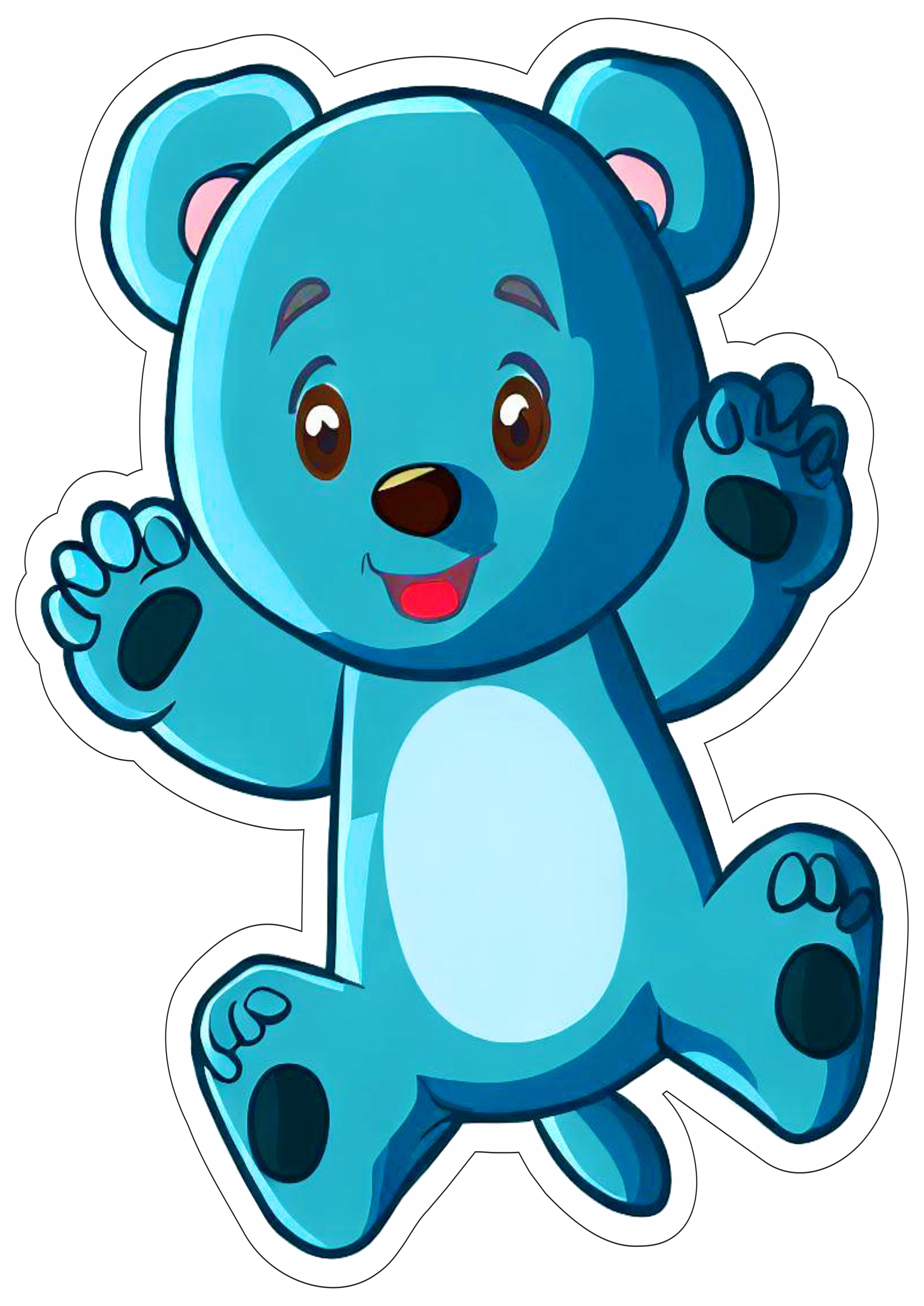 Ursinho de pelúcia azul png desenho infantil fundo transparente com contorno ilustração