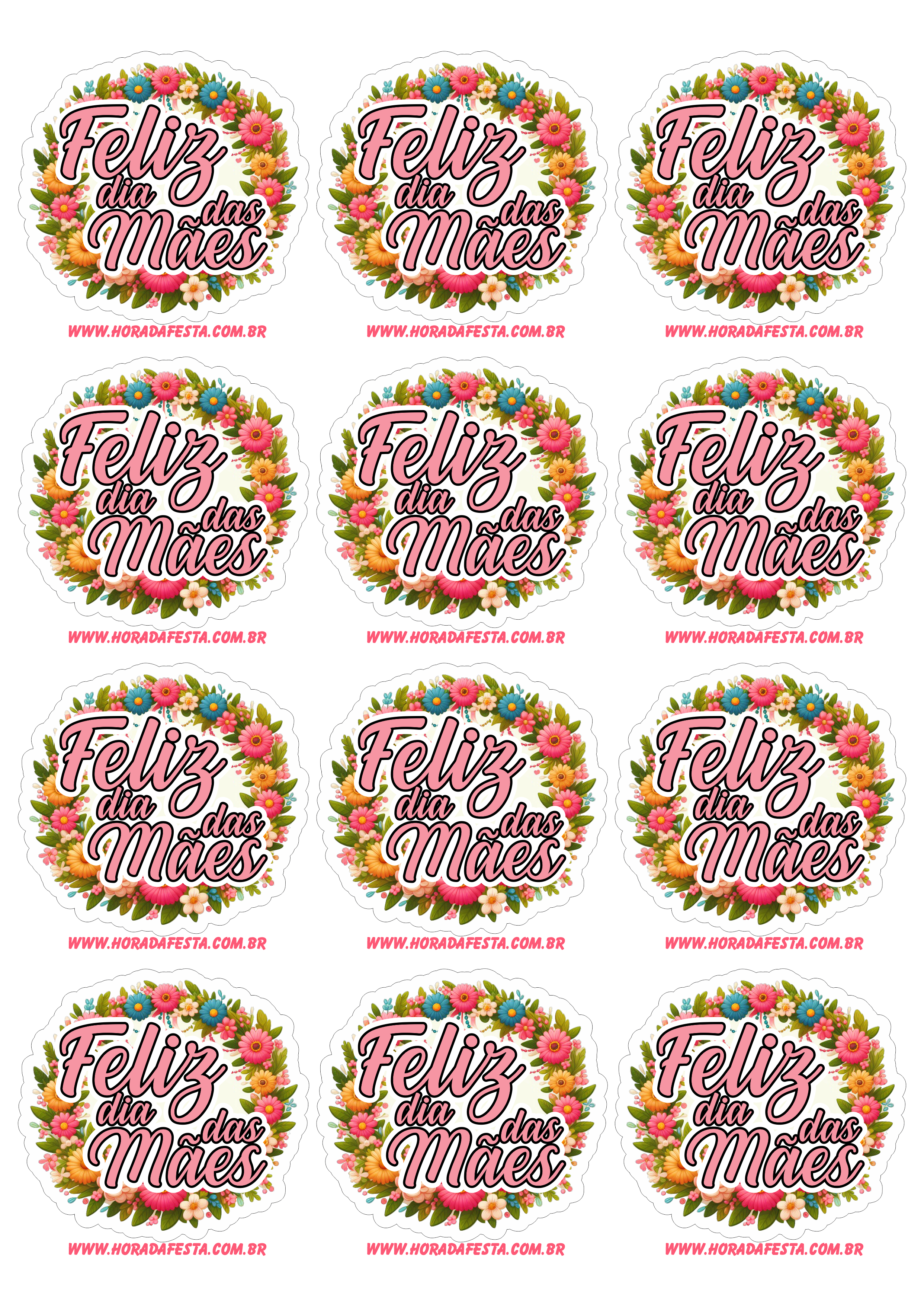 Feliz dia das mães tags para decoração flores sticker mês das mães 12 imagens png
