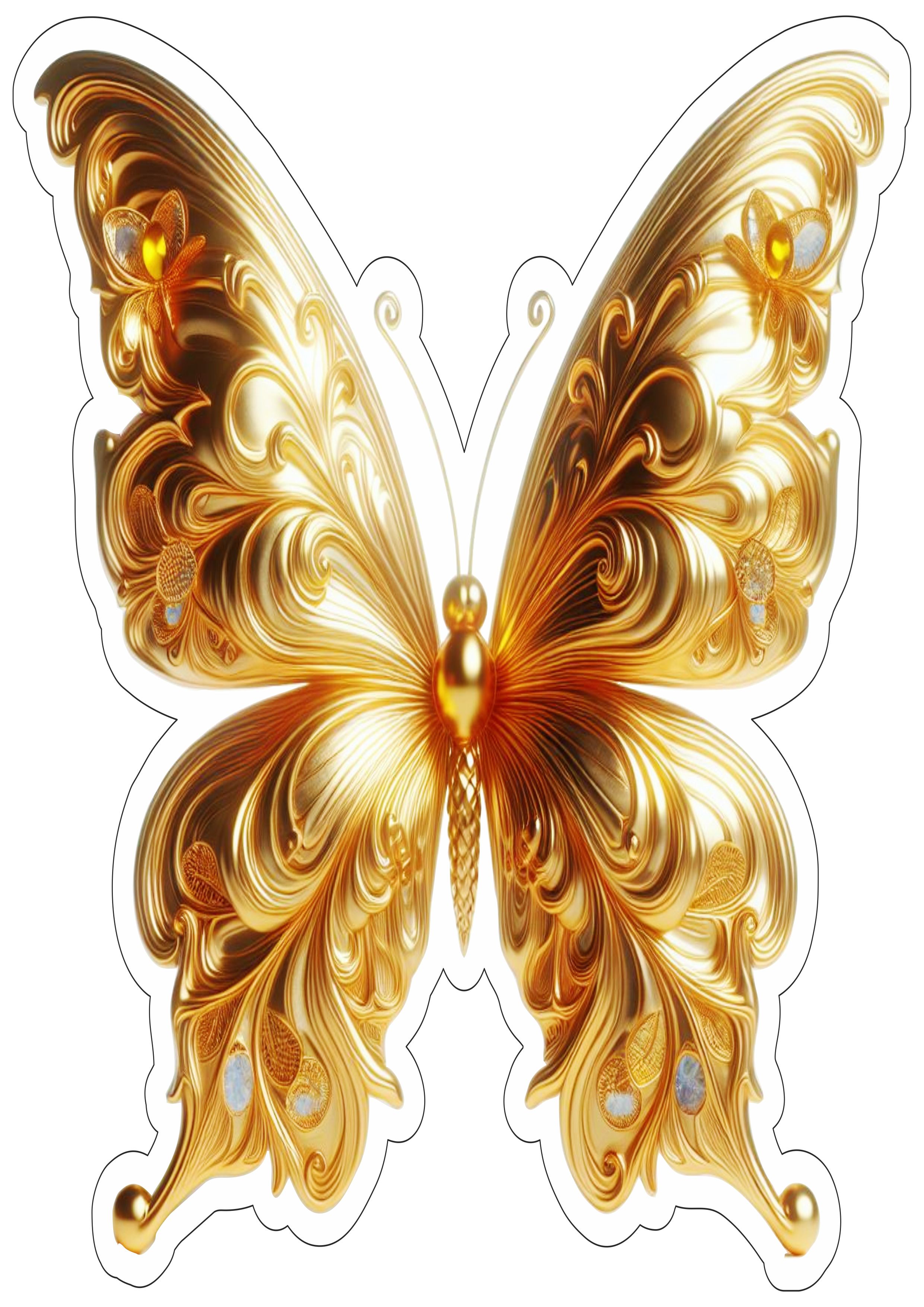 Fundo transparente borboleta dourada imagem com contorno png