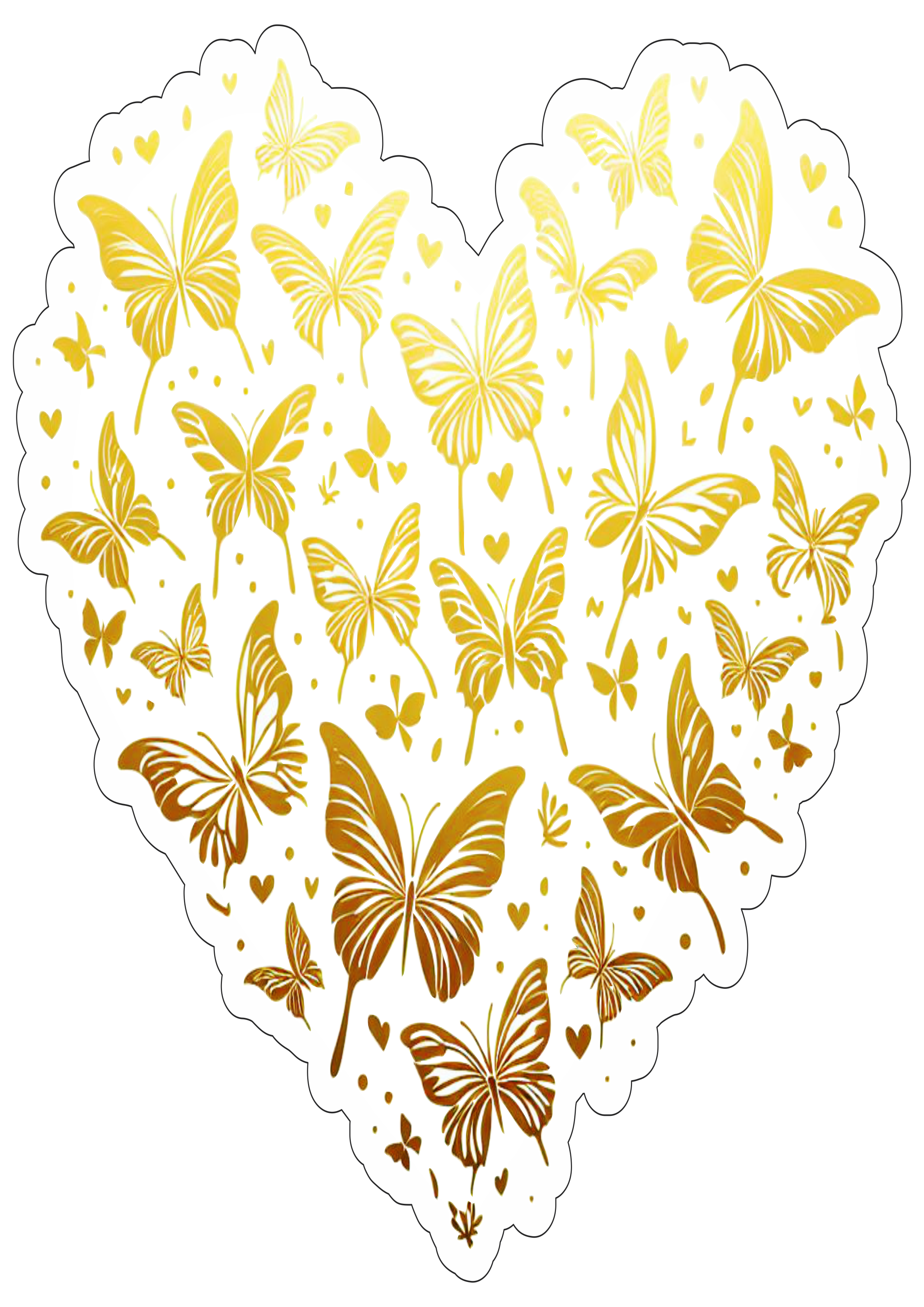 Borboletas douradas em formato de coração png artesanato decoração para imprimir grátis png