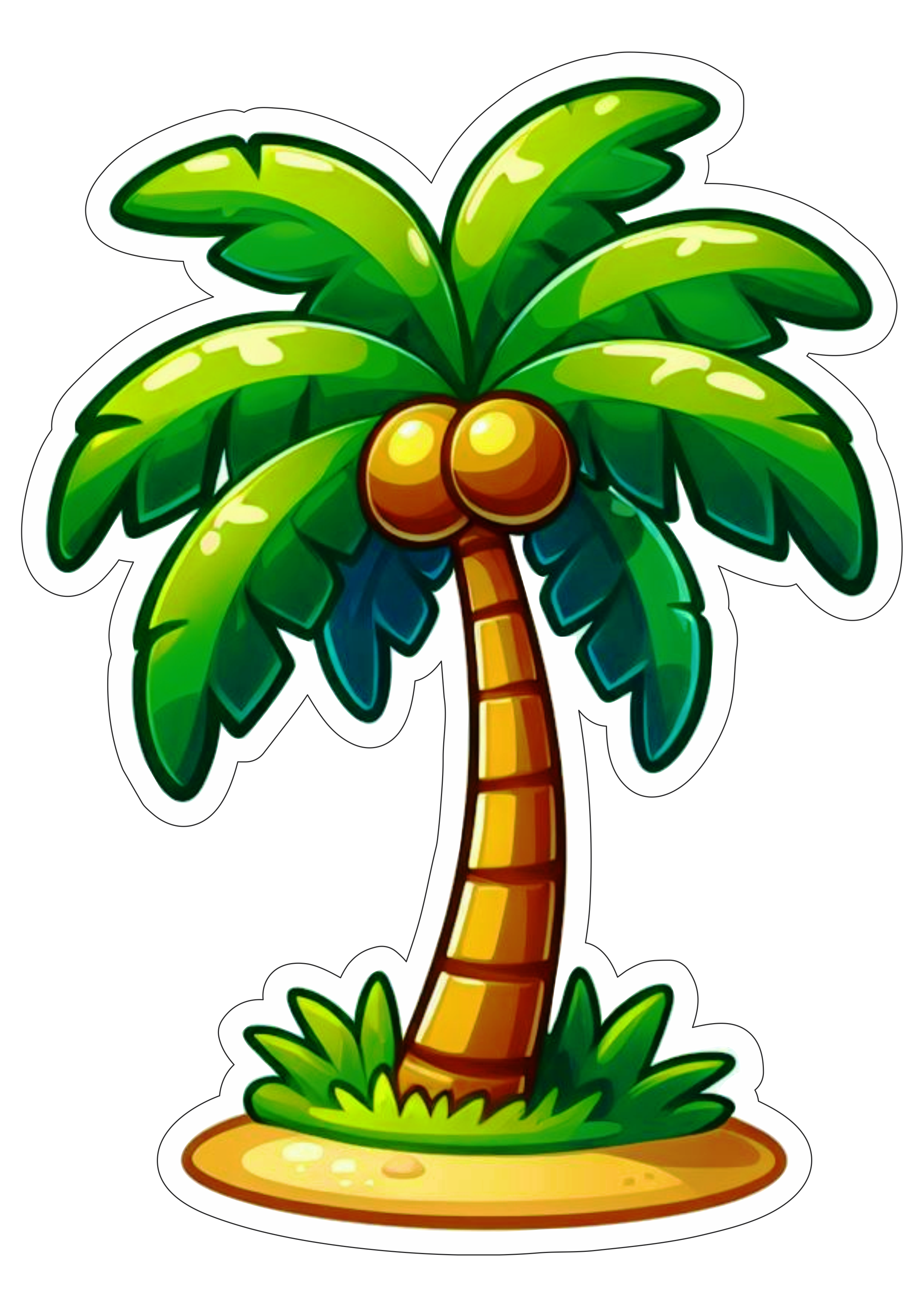 Palmeira coqueiro árvore desenho colorido png