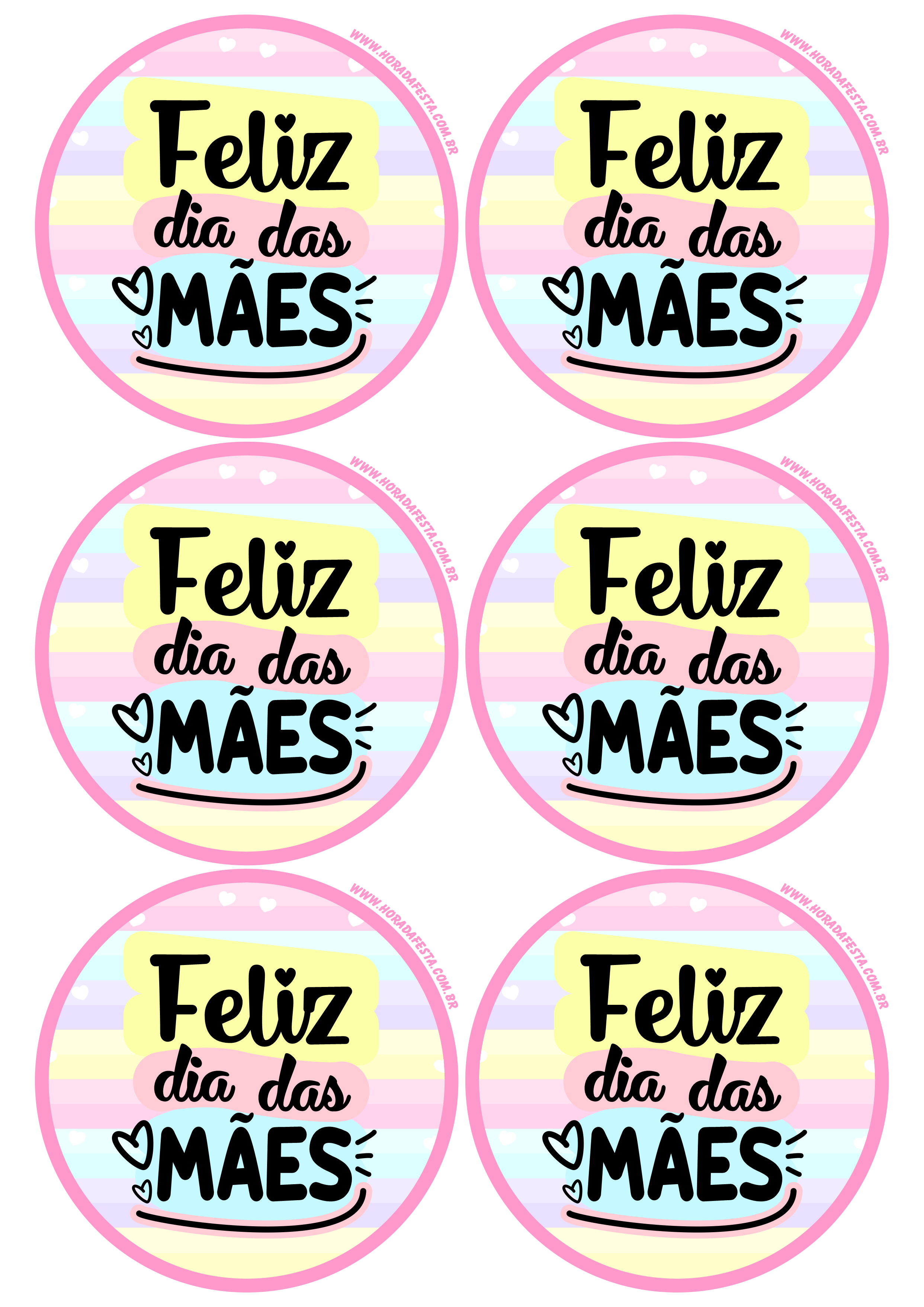 Feliz dia das mães adesivo redondo colorido tag sticker papelaria criativa 6 imagens png