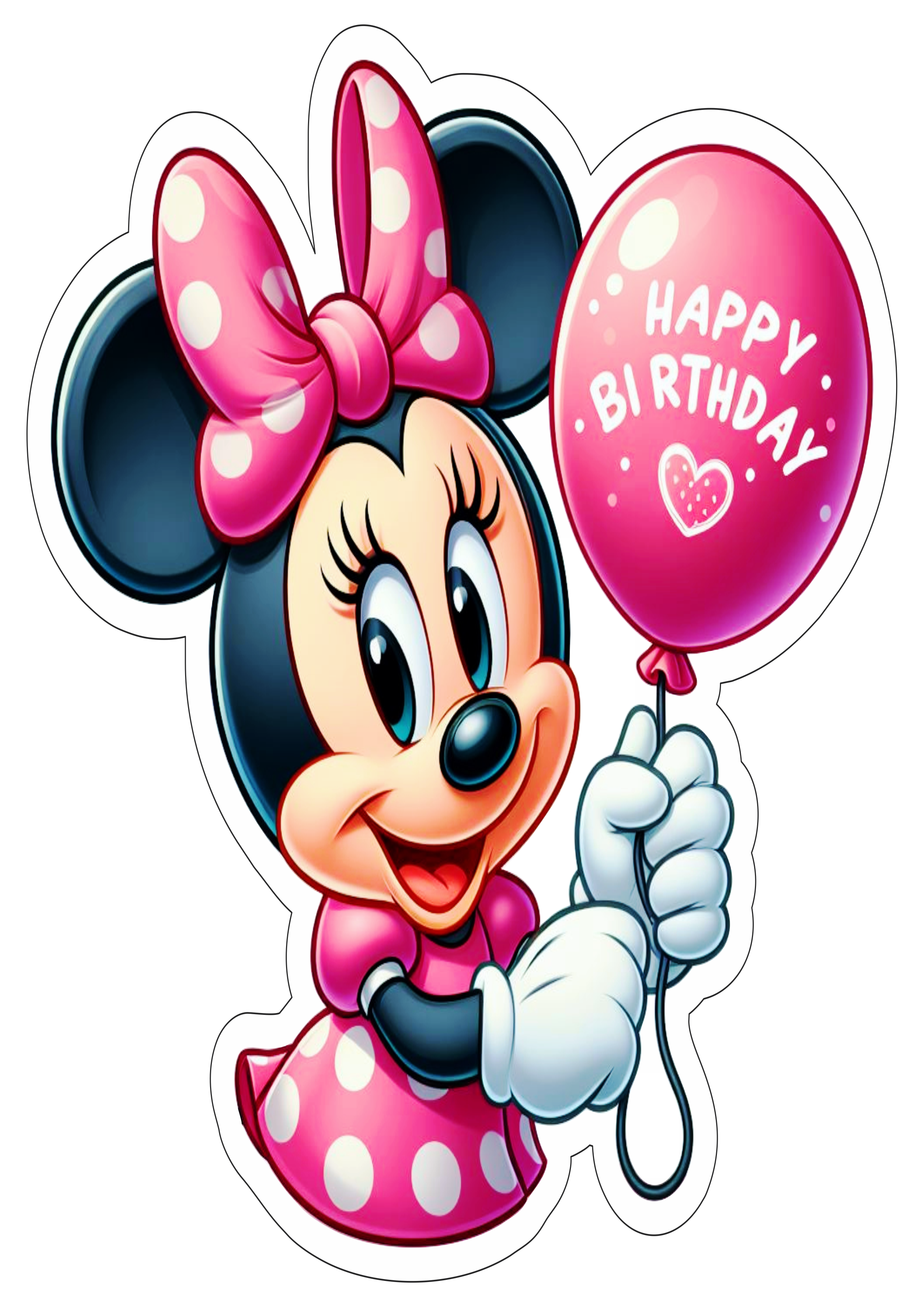 Minnie rosa com balão happy birthday personagem fictício fundo transparente png