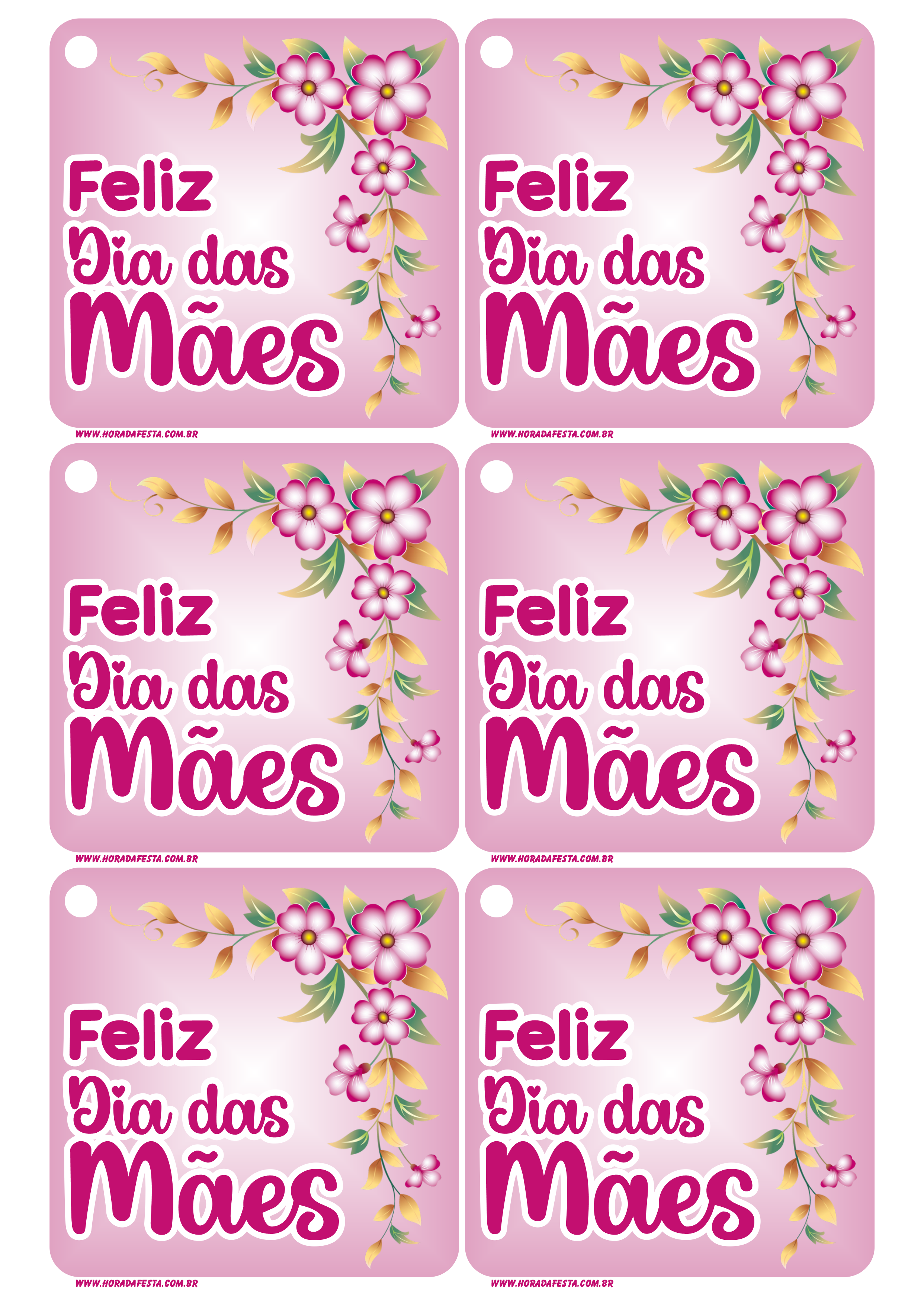 Feliz dia das mães tag rosa pra imprimir grátis 6 imagens png