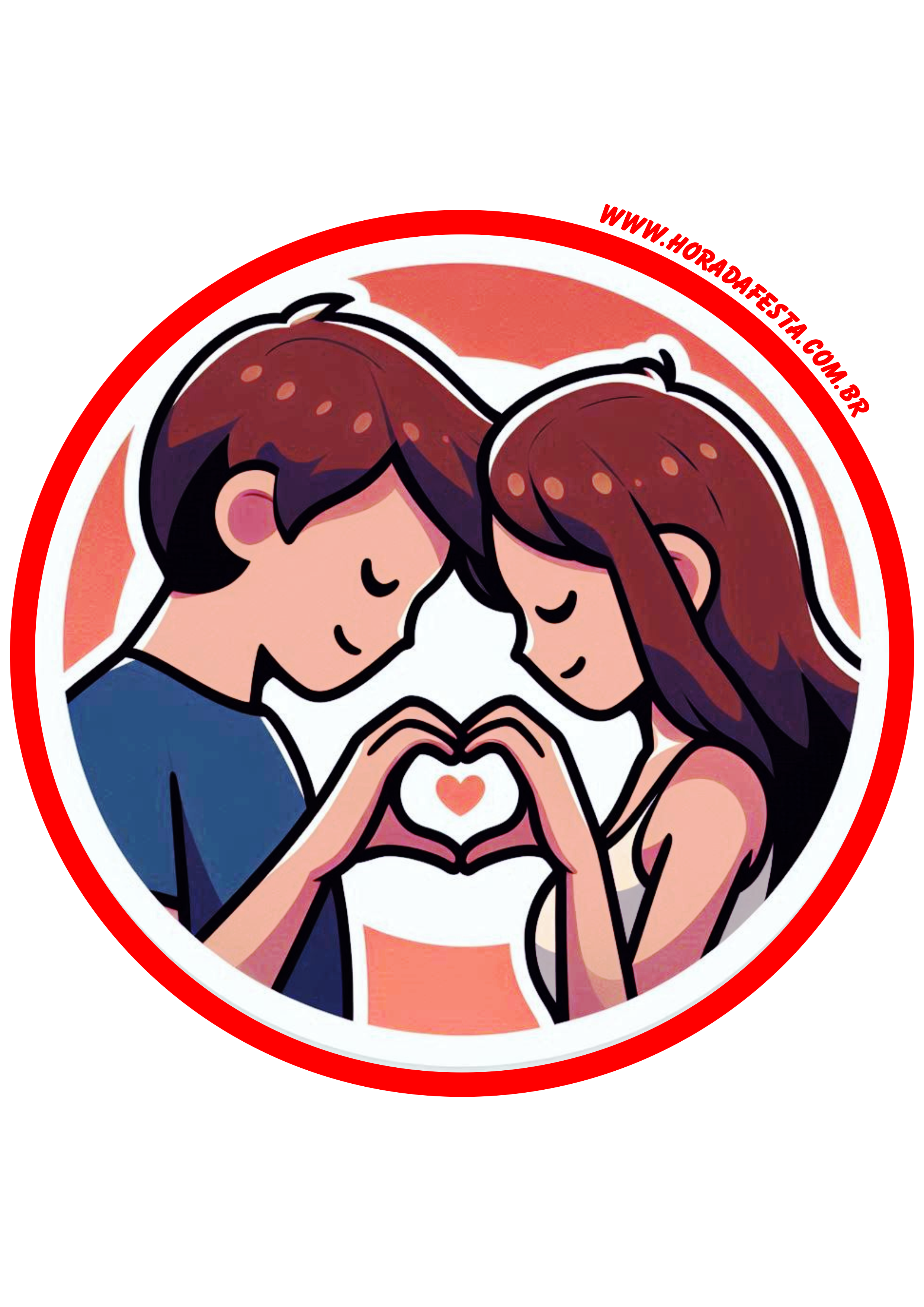 Dia dos namorados adesivo redondo casal apaixonado tag sticker decoração de presente png