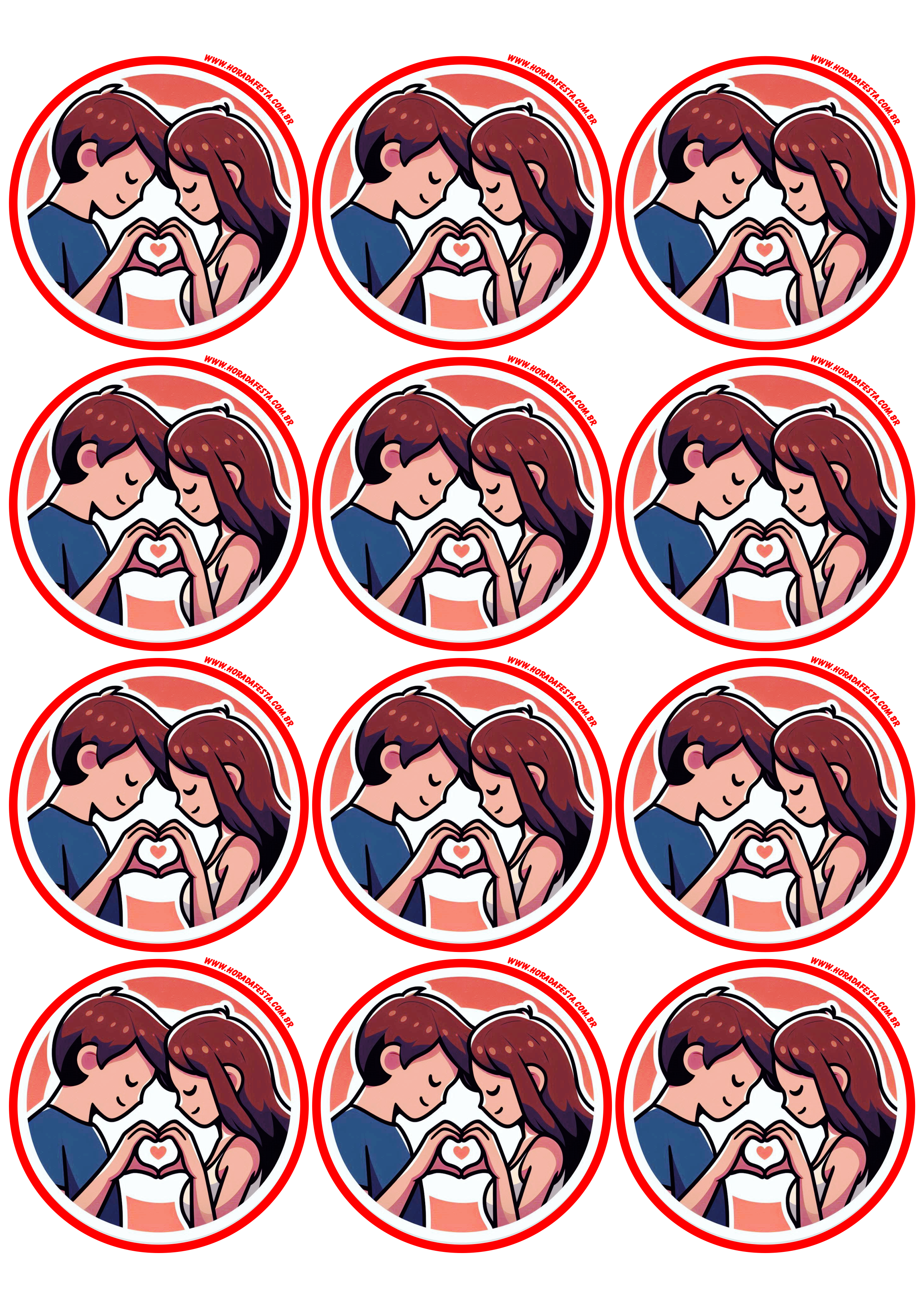 Dia dos namorados adesivo redondo casal apaixonado tag sticker decoração de presente 12 imagens png