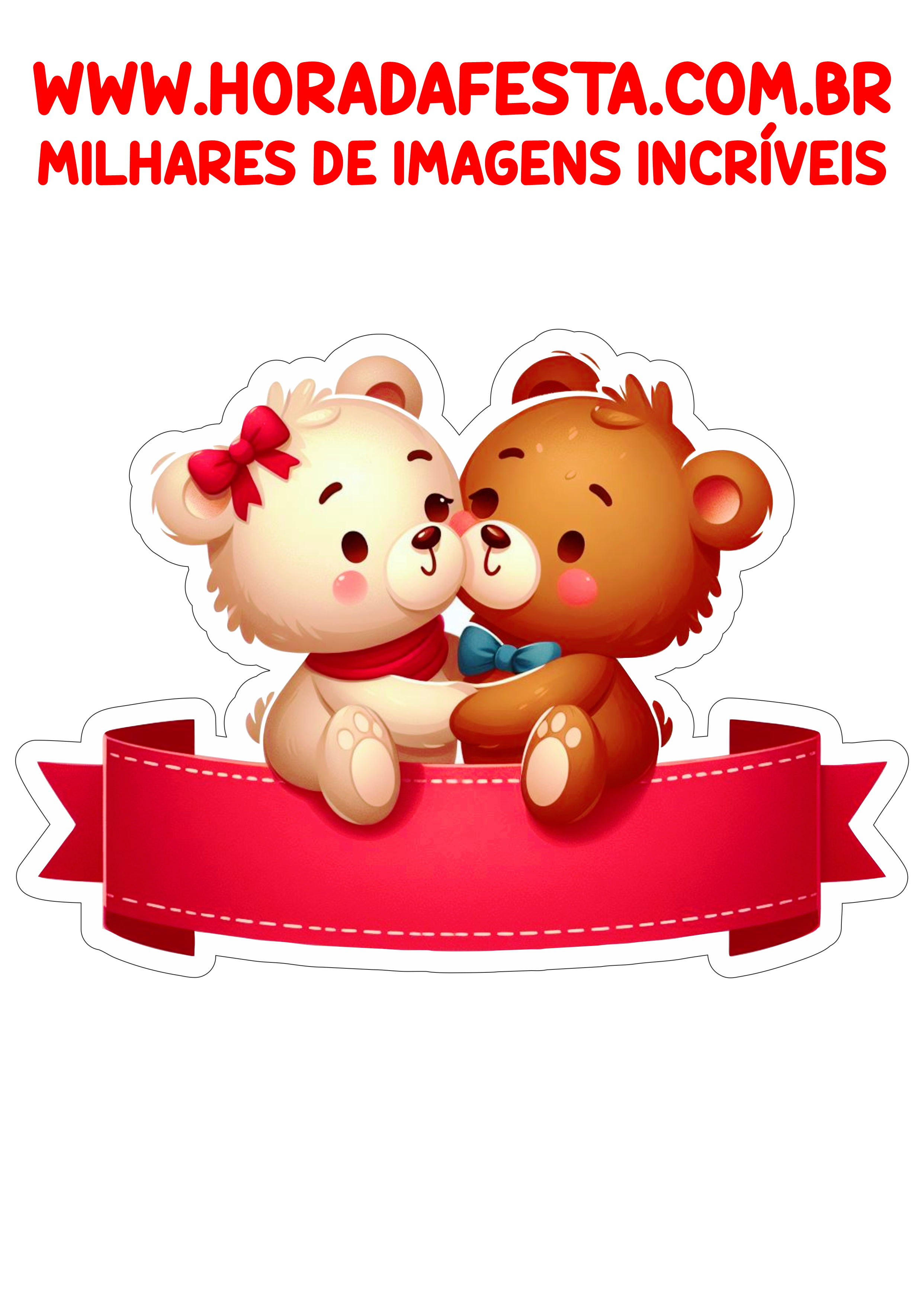 Topo de bolo para imprimir dia dos namorados ursinhos apaixonados abraçados fofinho png