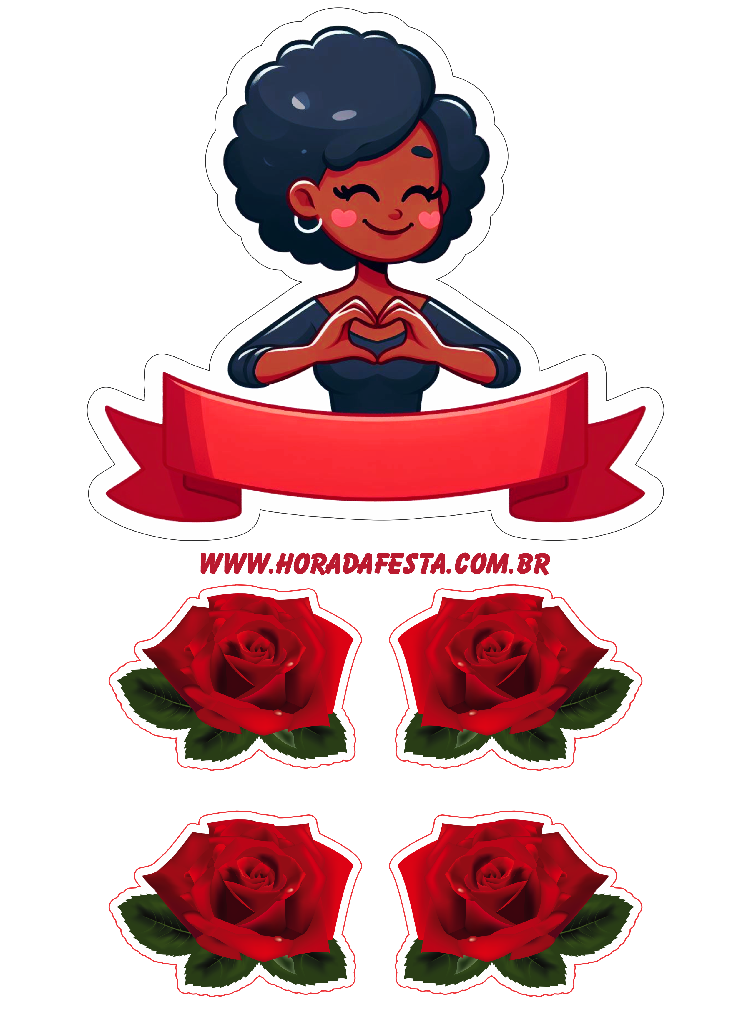 Dia das mães topo de bolo vermelho decoração com flores festa personalizada fazendo a nossa festa personalizada renda extra png