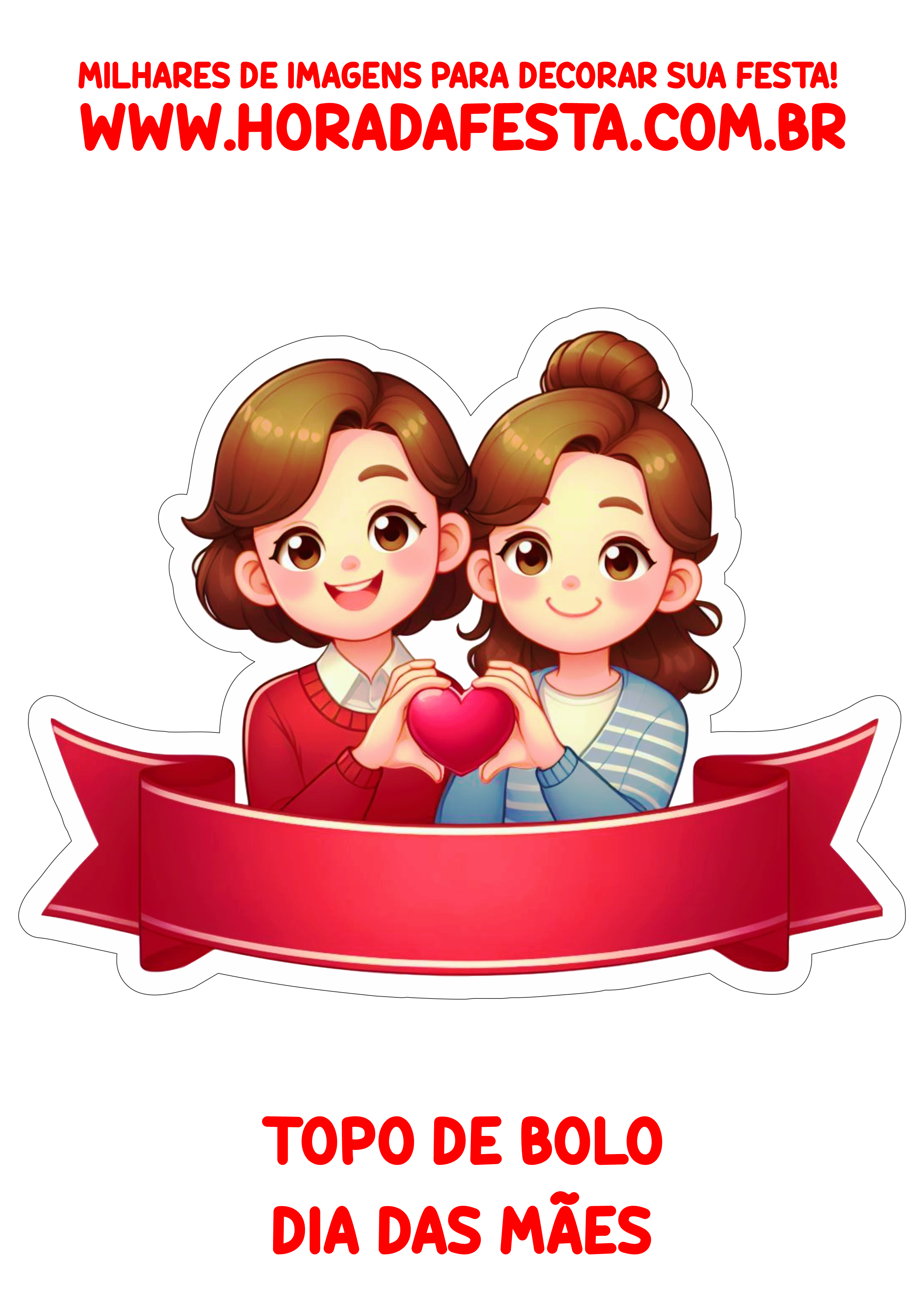 Topo de bolo para imprimir decoração dia das mães faixa happy mother’s day design download png