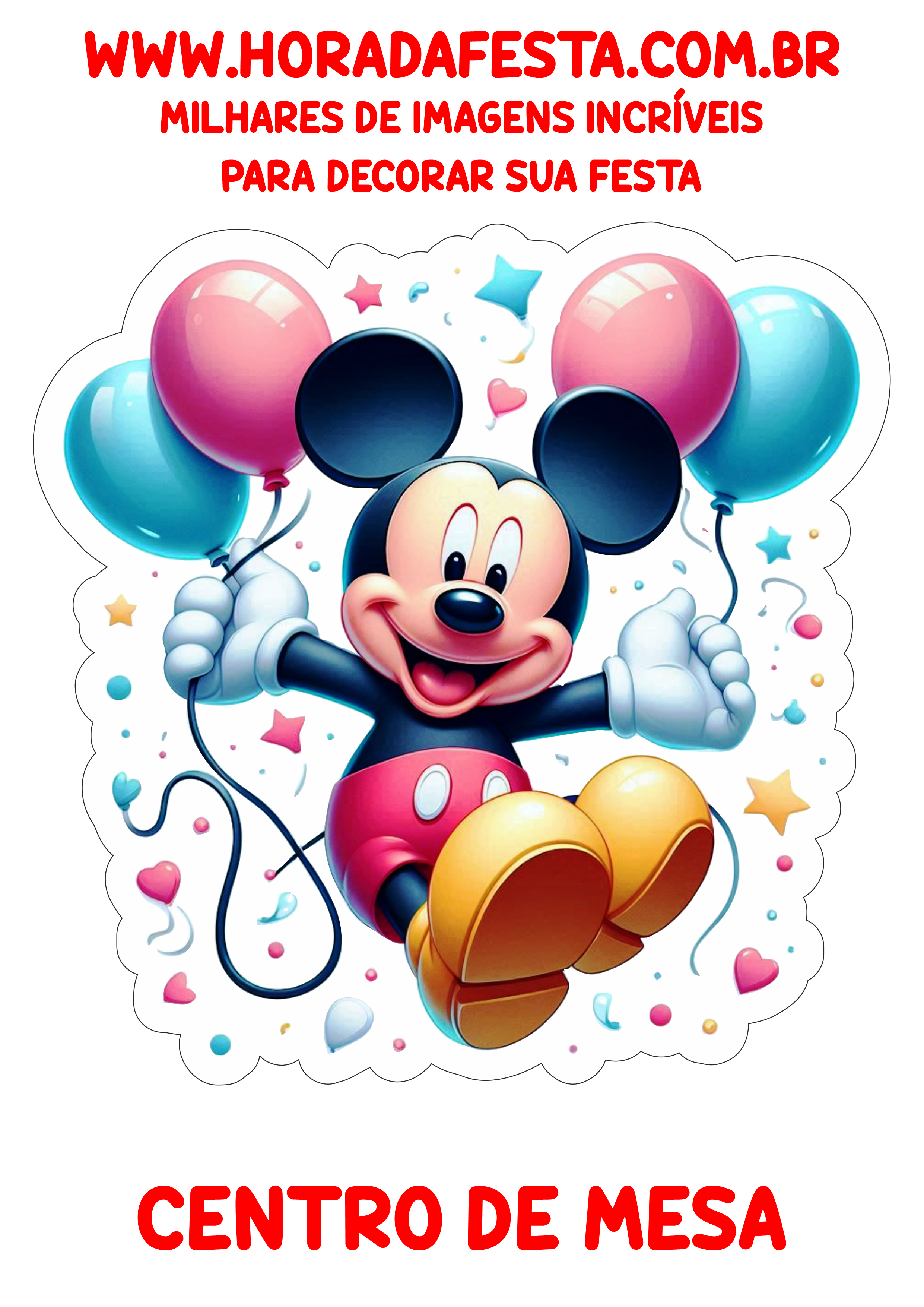Decoração de aniversário infantil Mickey Mouse png