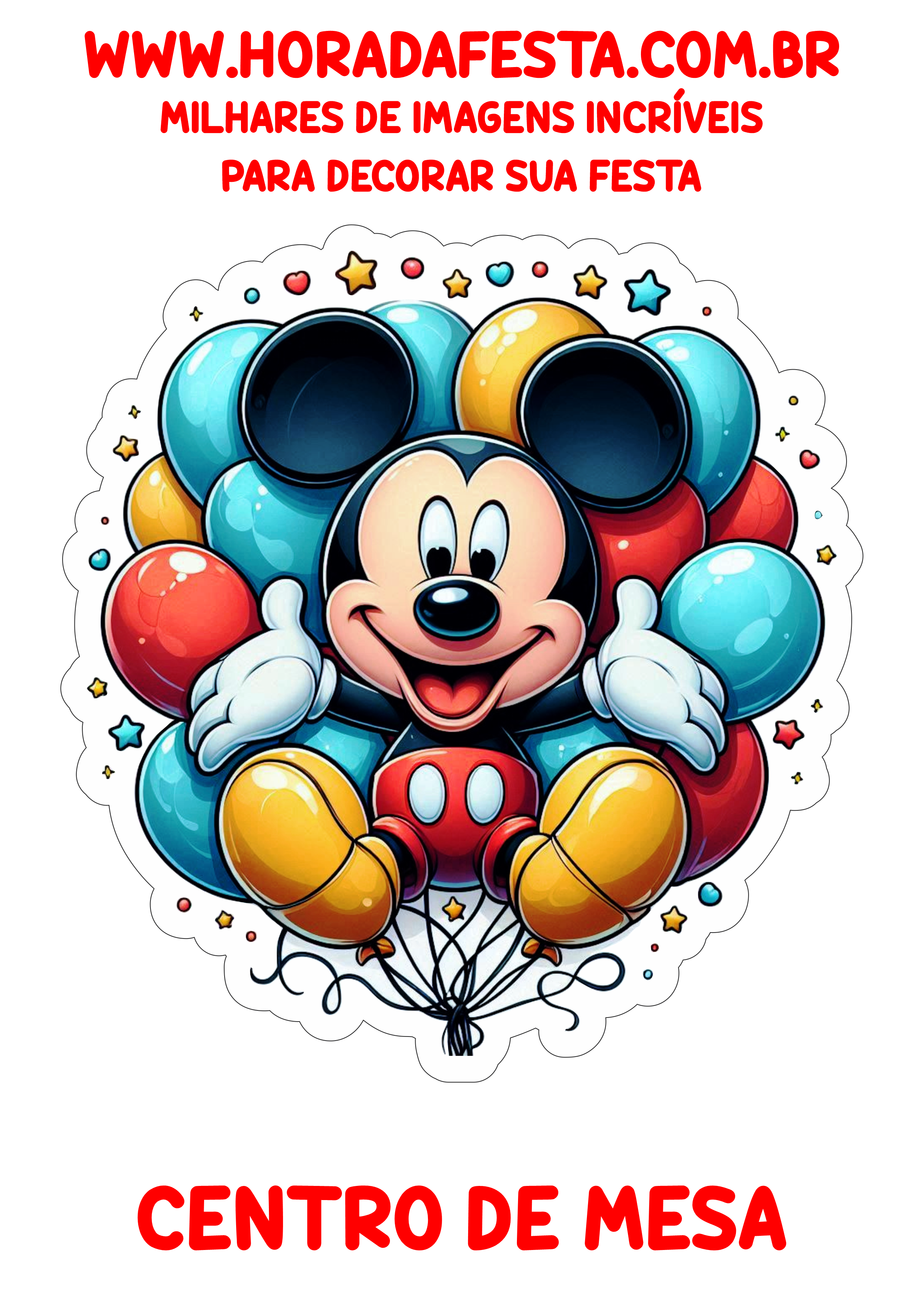 Decoração de aniversário infantil Mickey Mouse centro de mesa png