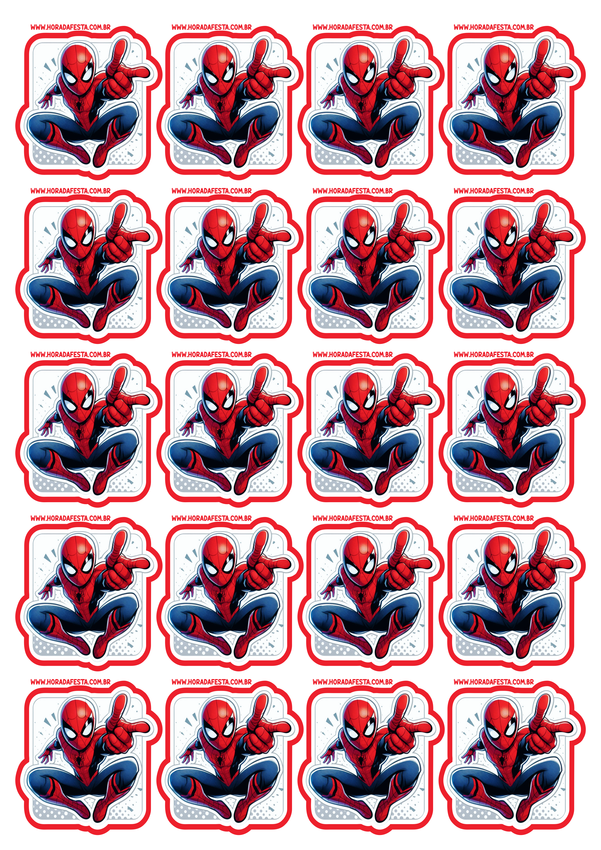 Spider-Man adesivo tag sticker decoração de aniversário e festa infantis com tema do Homem-Aranha personalizado 20 imagens png