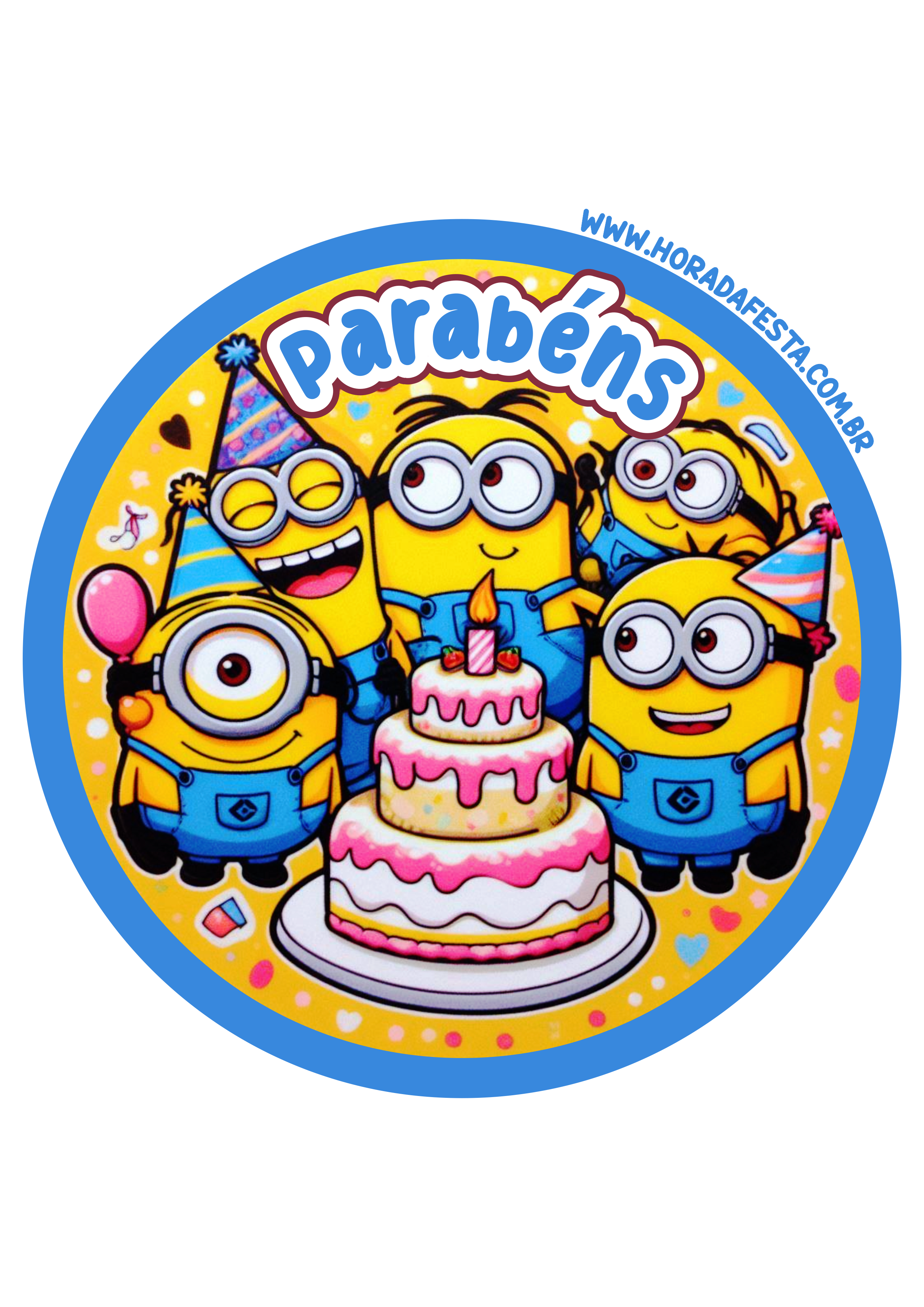 Minions adesivo redondo decoração de mimos de aniversário infantil festa personalizada grátis para imprimir png