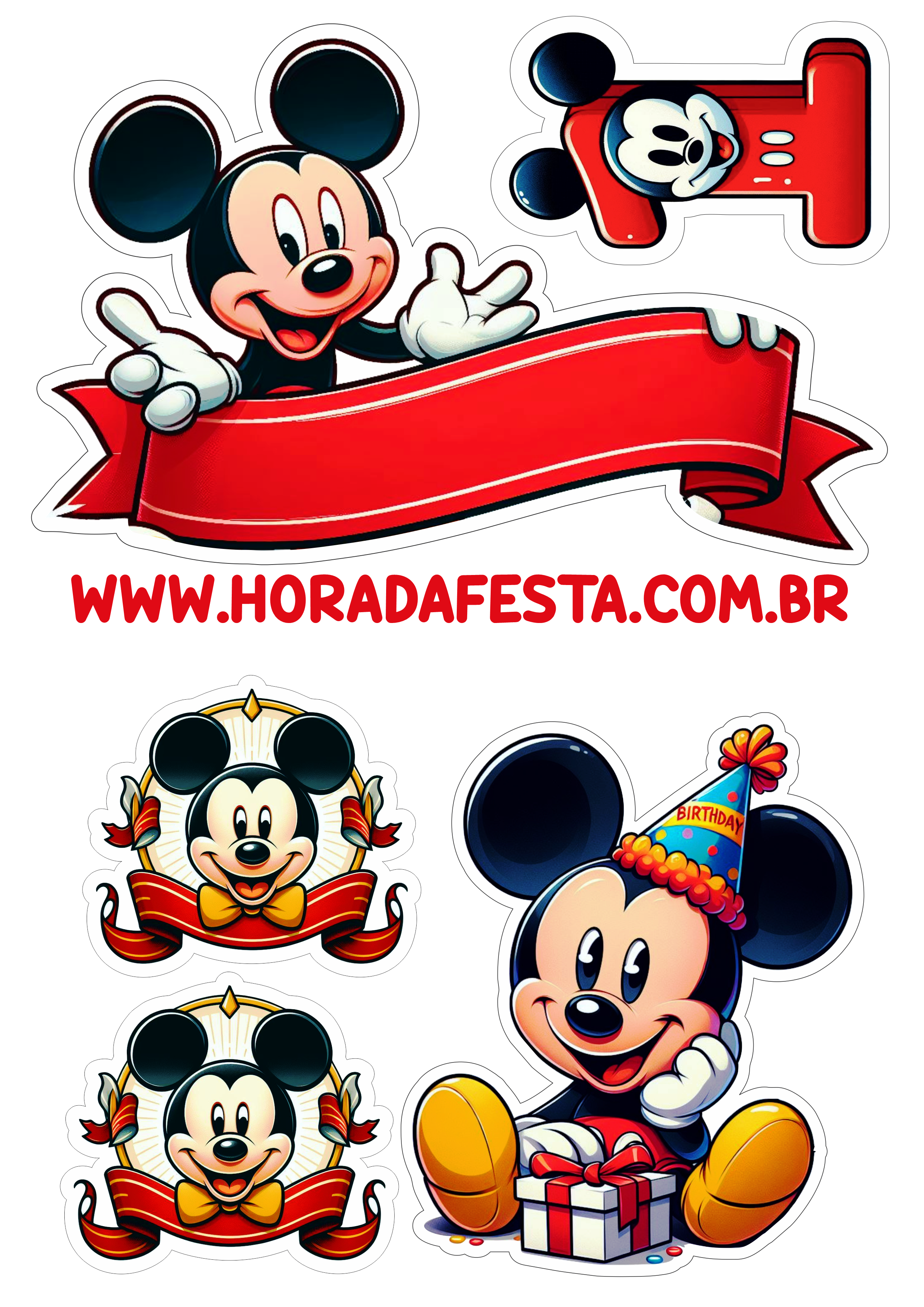 Topo de bolo de festa infantil Mickey Mouse png