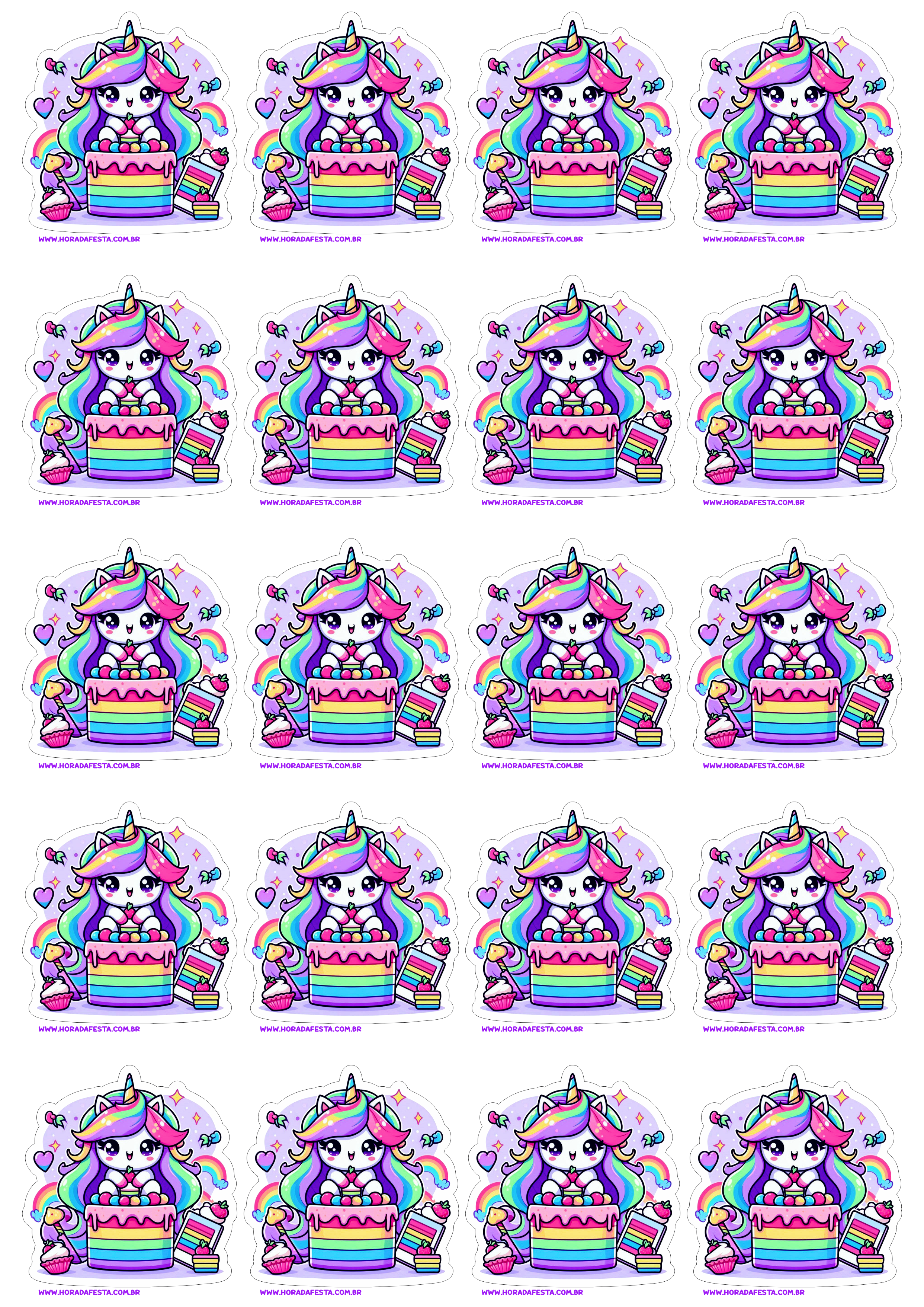 Unicórnio colorido decoração de aniversário fundo transparente imagens fofinhas adesivos tags sticker 20 imagens png