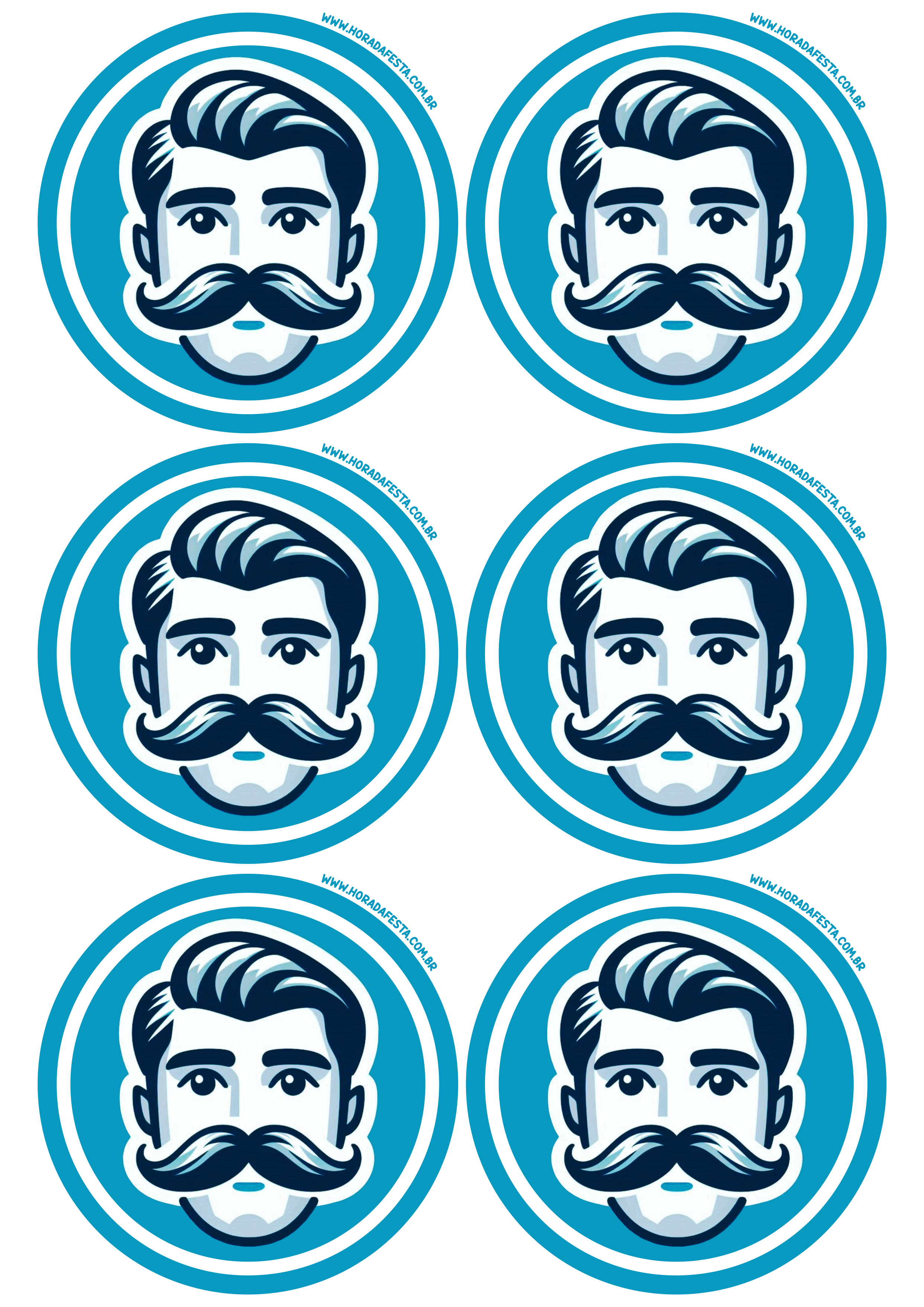 Dia dos pais adesivo redondo com bigode topete ideal para decorações de mimos diversos pronto para imprimir download 6 imagens png