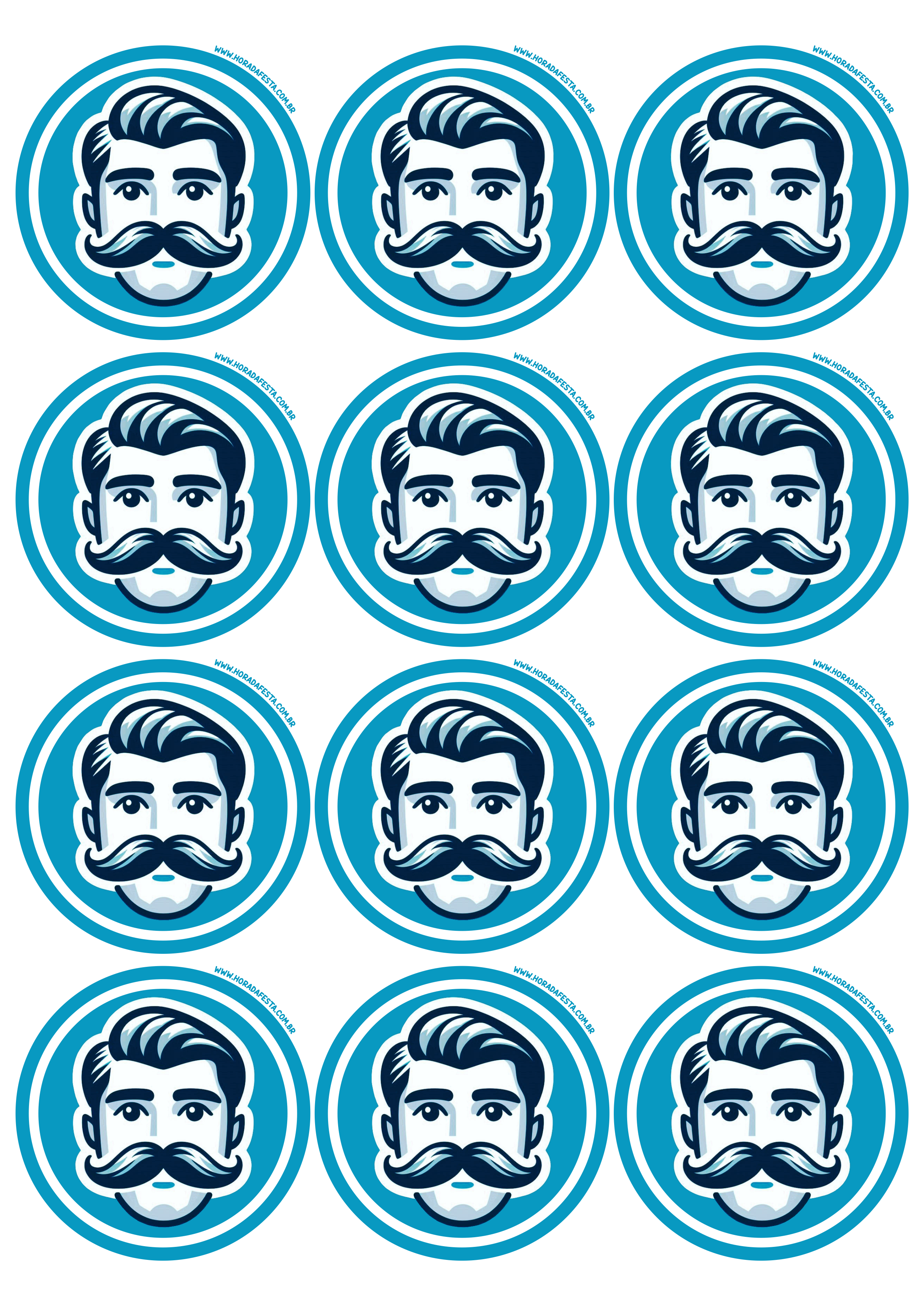 Dia dos pais adesivo redondo com bigode topete ideal para decorações de mimos diversos pronto para imprimir download 12 imagens png