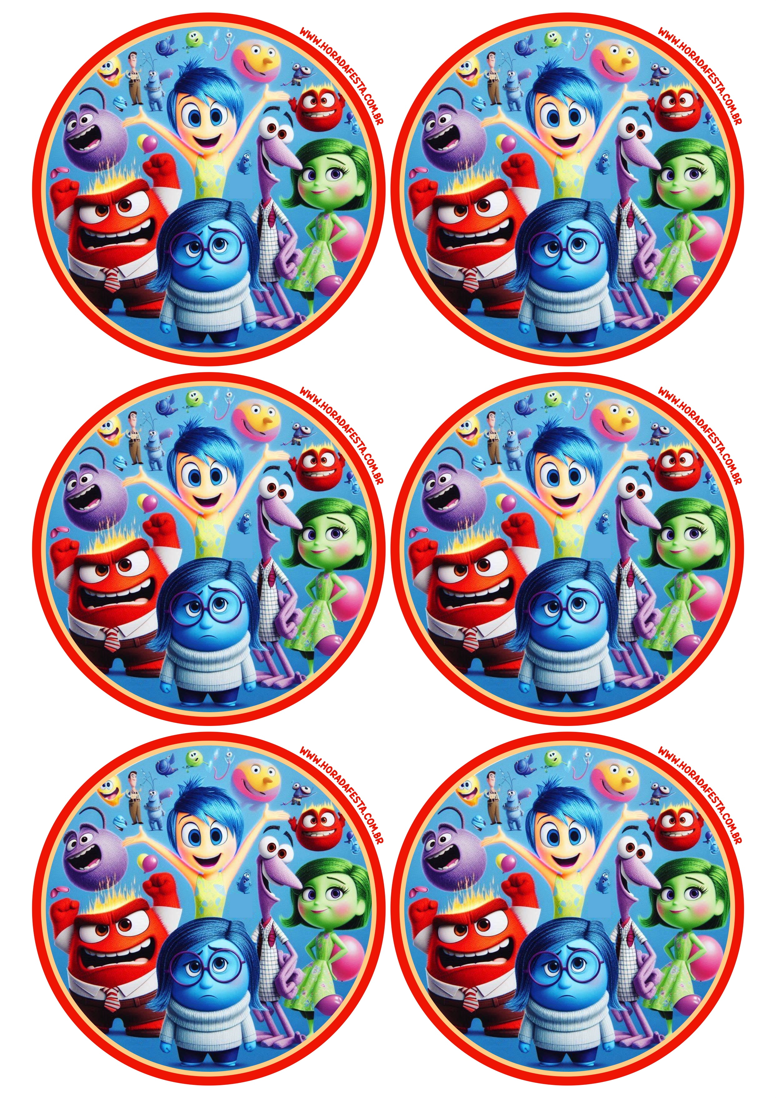 Divertida mente 2 filme disney adesivo redondo tag sticker decoração de festinha infantil para imprimir grátis 6 imagens png