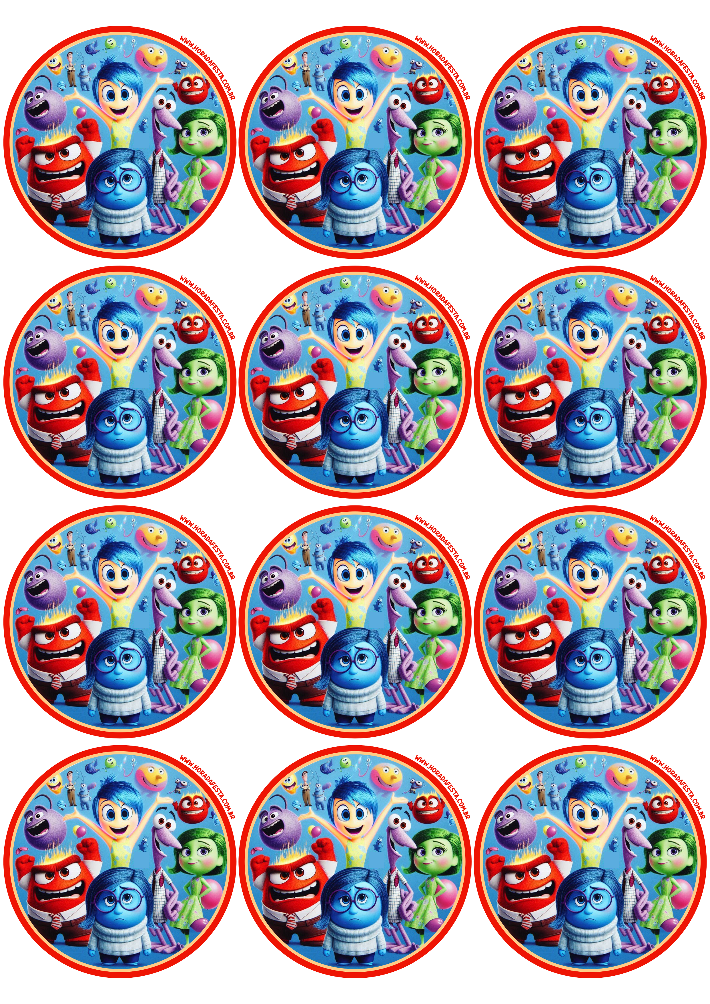 Divertida mente 2 filme disney adesivo redondo tag sticker decoração de festinha infantil para imprimir grátis 12 imagens png