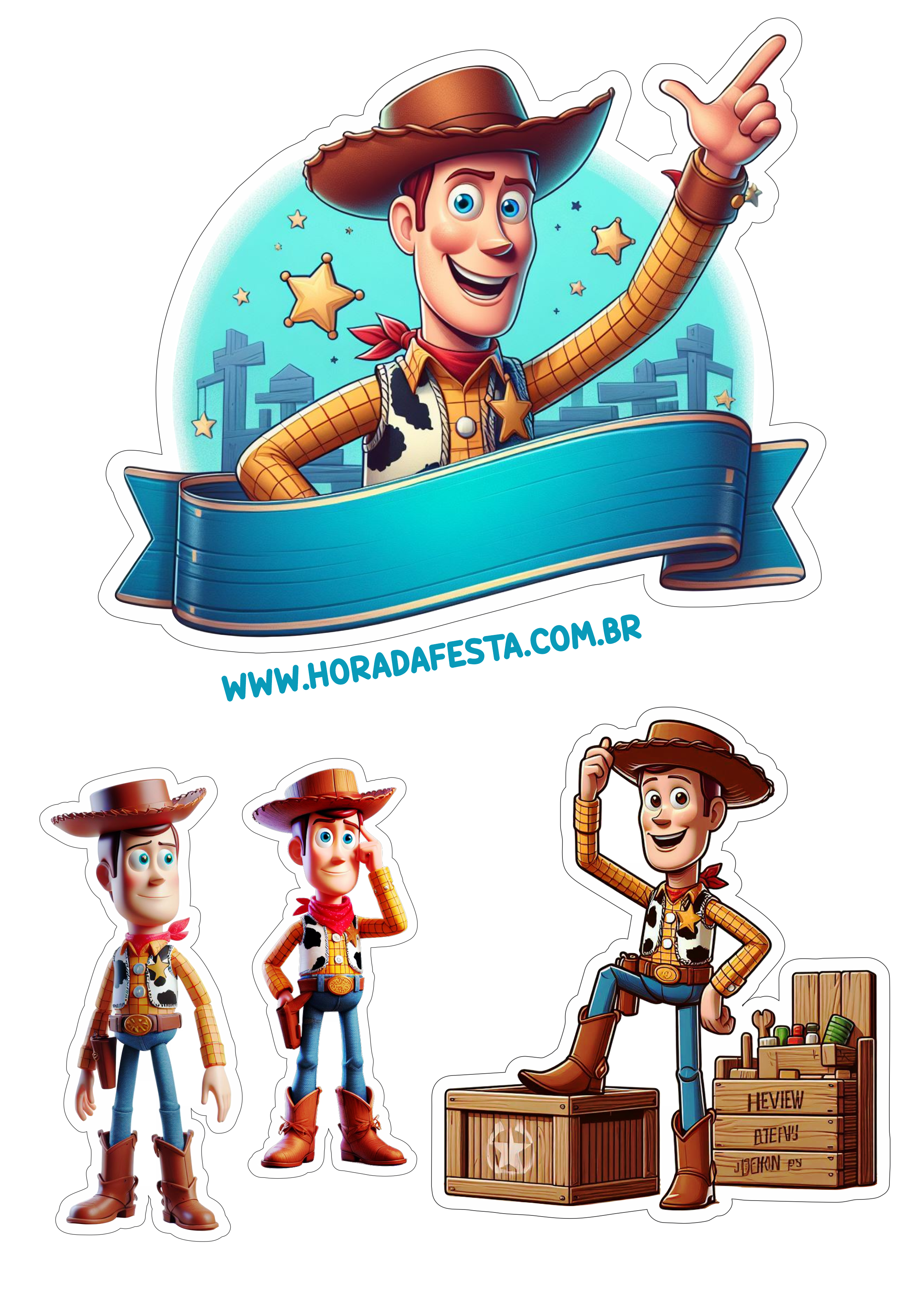 Topo de bolo png Toy Story decoração de aniversário infantil Xerife Woody