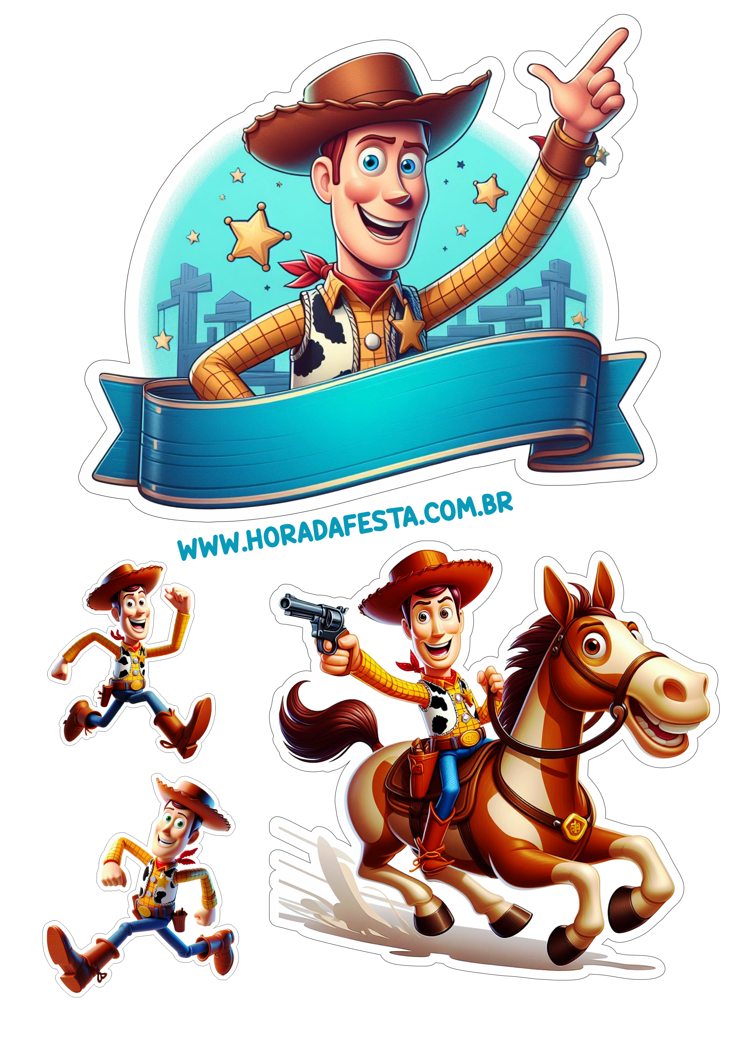 Topo de bolo png Toy Story decoração de aniversário infantil Xerife Woody cowboy