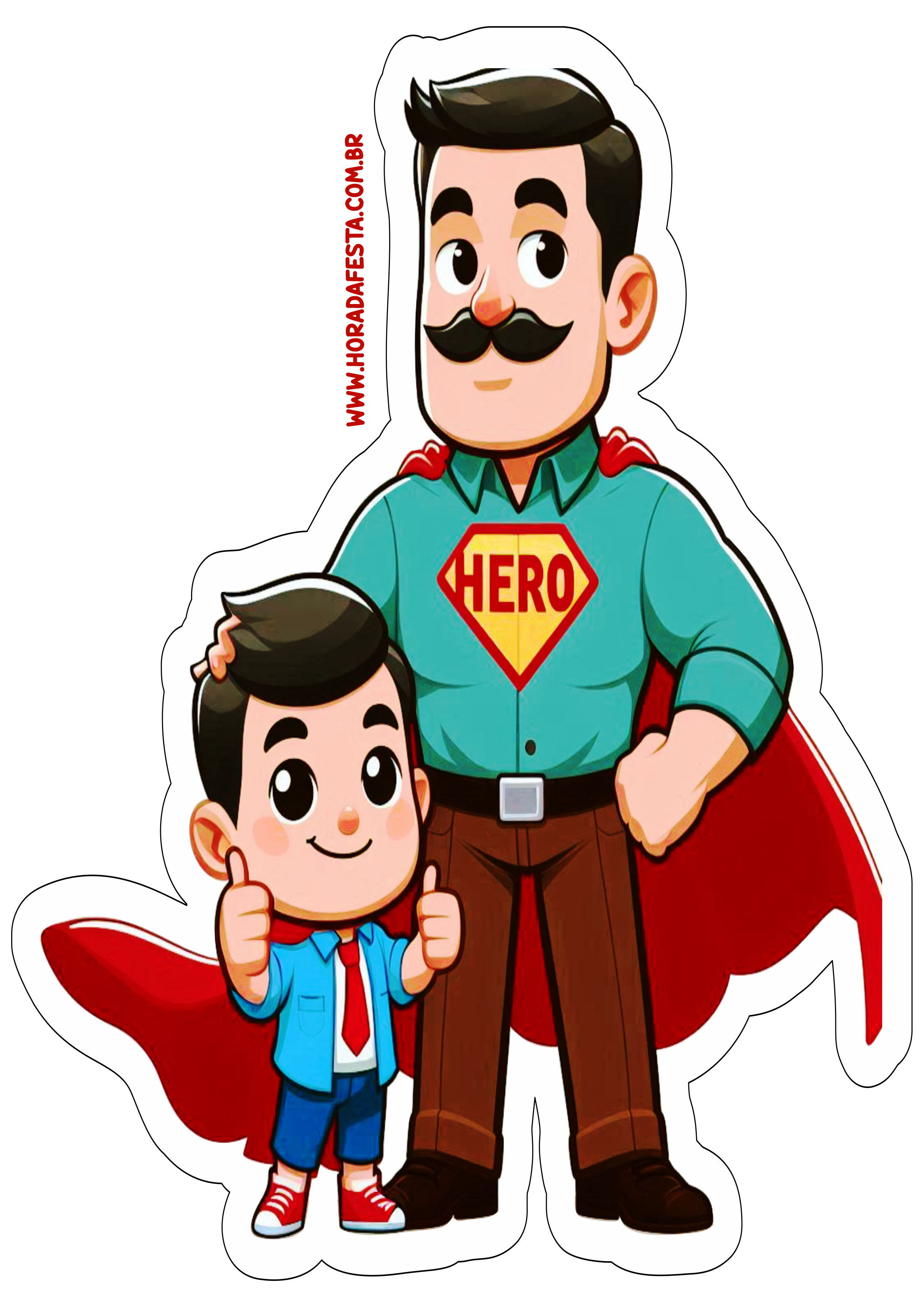 Desenho infantil Super Pai imagem decorativa para o dia dos pais imagem com contorno png