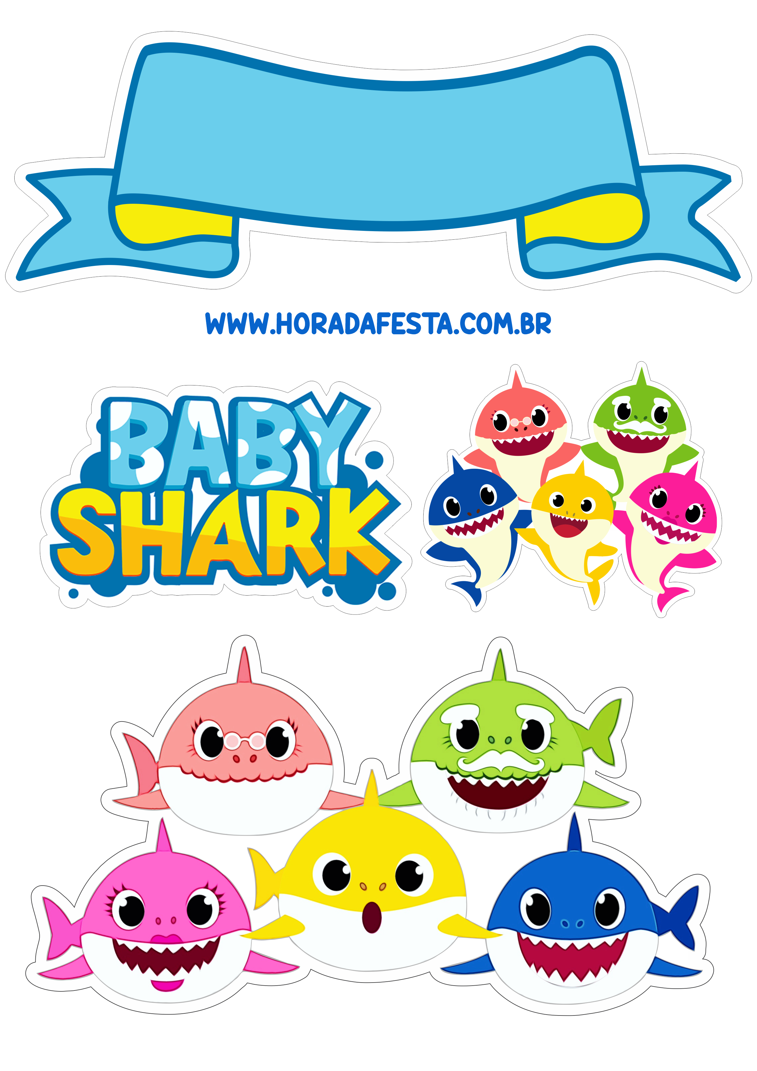 Topo de bolo png Baby Shark aniversário