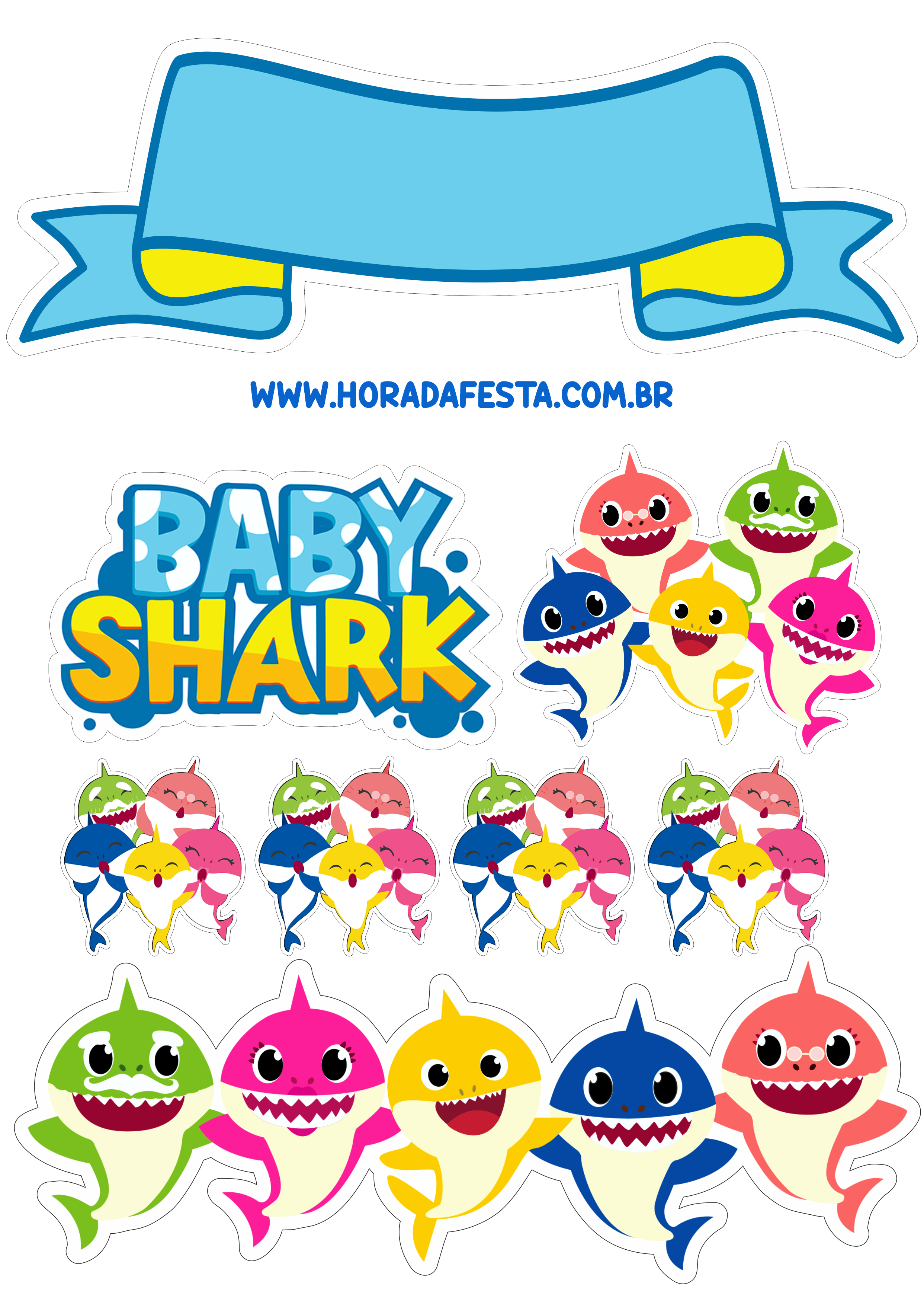 Topo de bolo png Baby Shark aniversário infantil