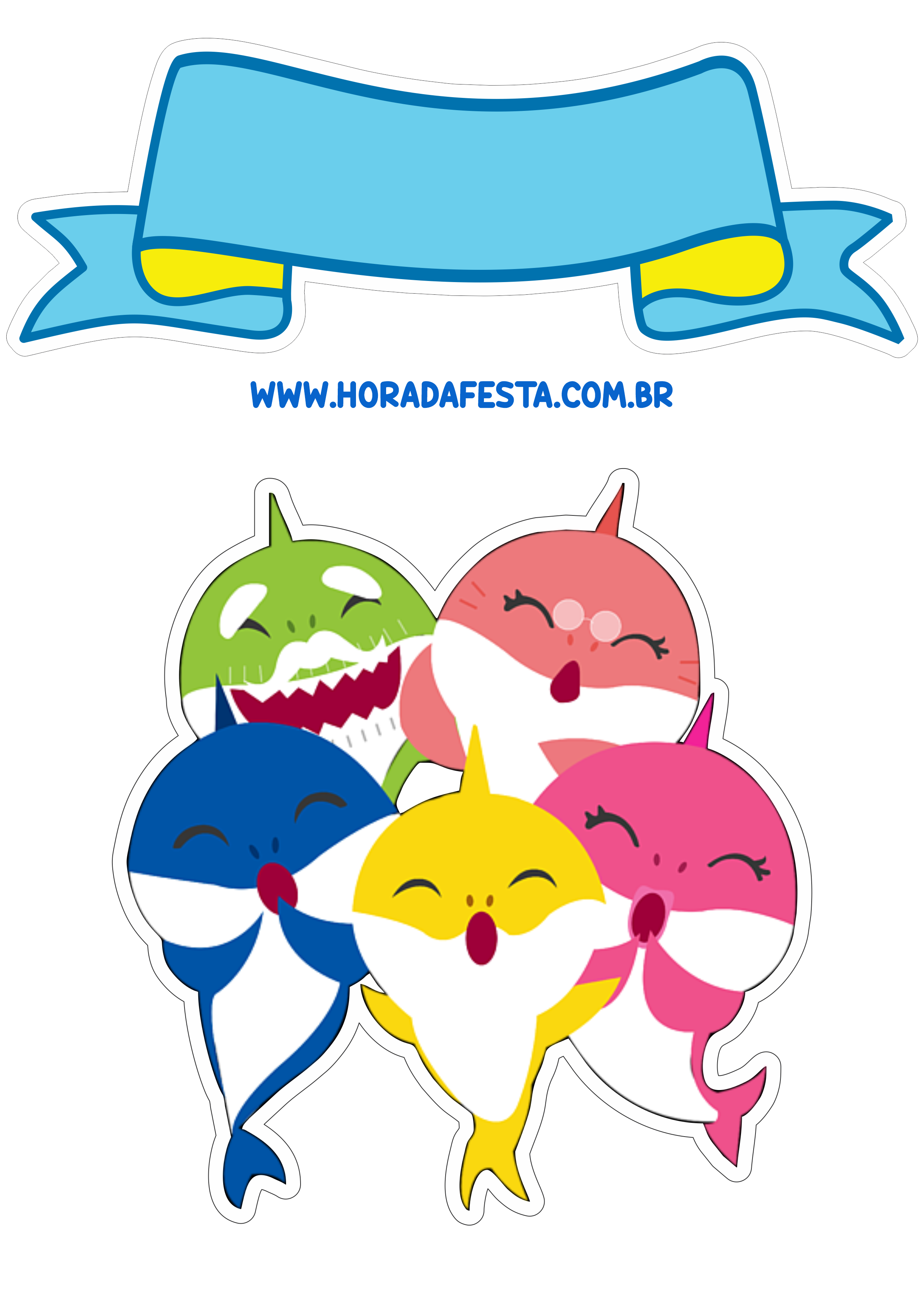 Topo de bolo png Baby Shark aniversário infantil decoração