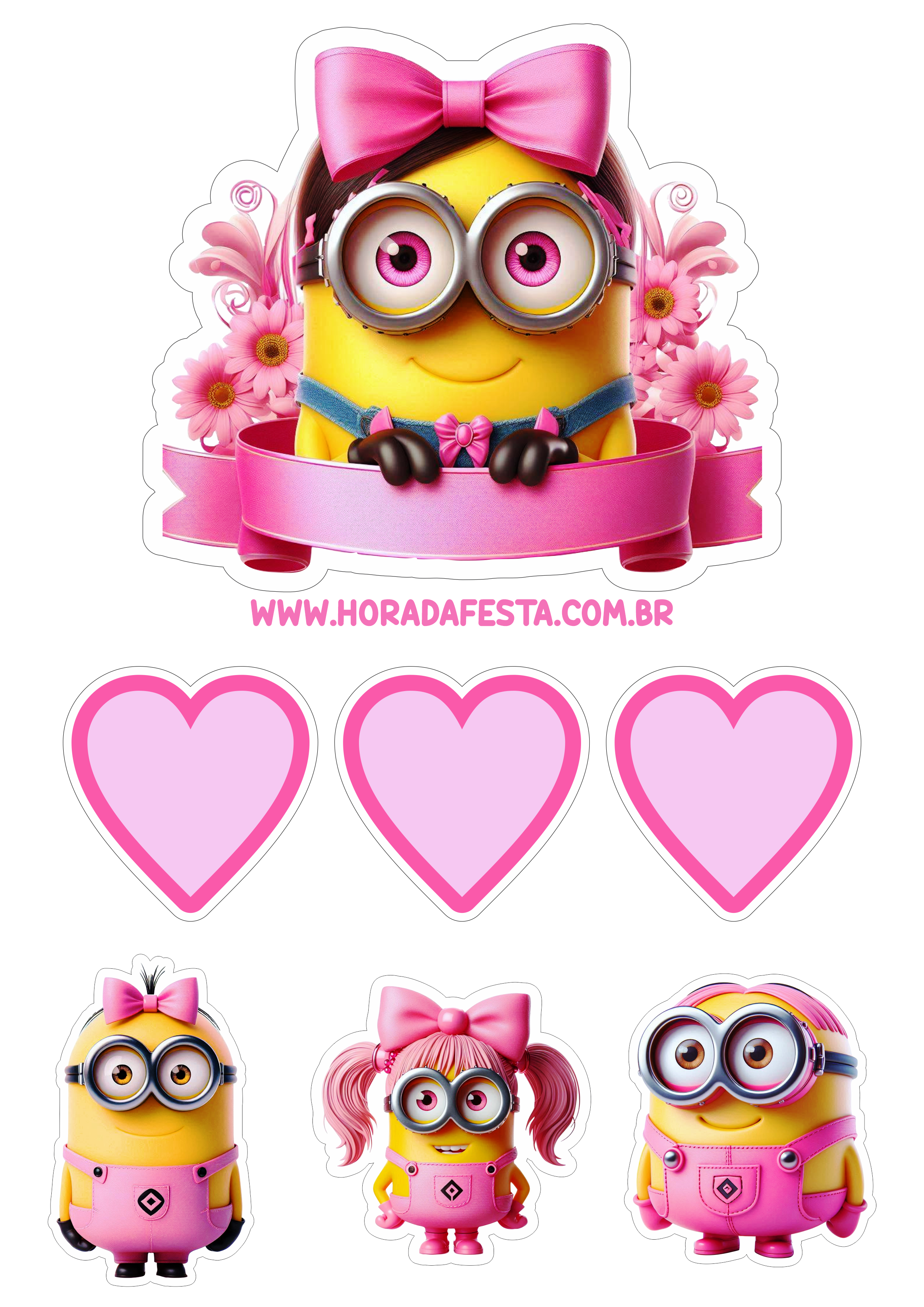 Minions topo de bolo para imprimir e decorar sua festa infantil personalizada png