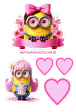 topo de bolo rosa minions decoração1