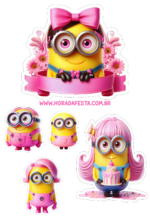 topo de bolo rosa minions decoração2