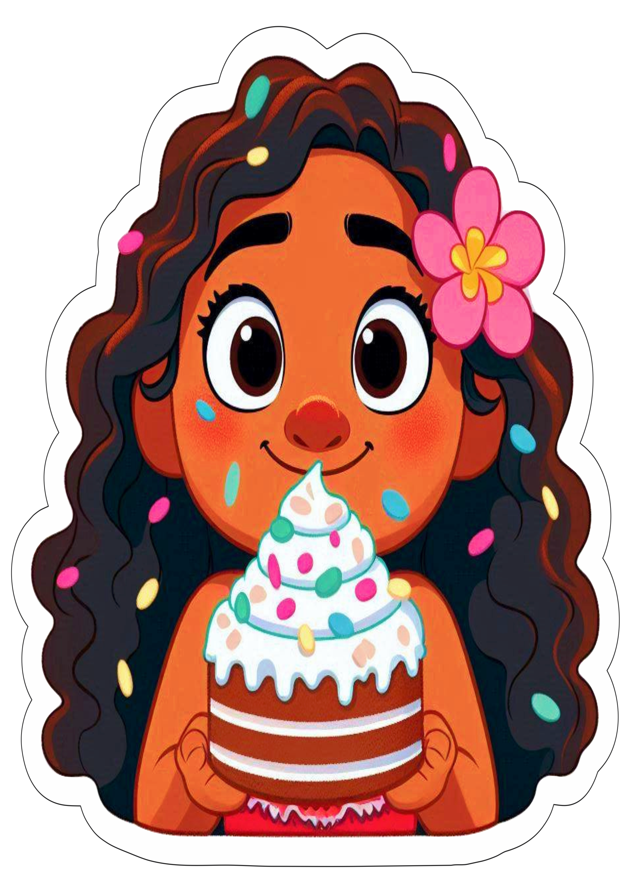 Moana comendo bolo de aniversário png