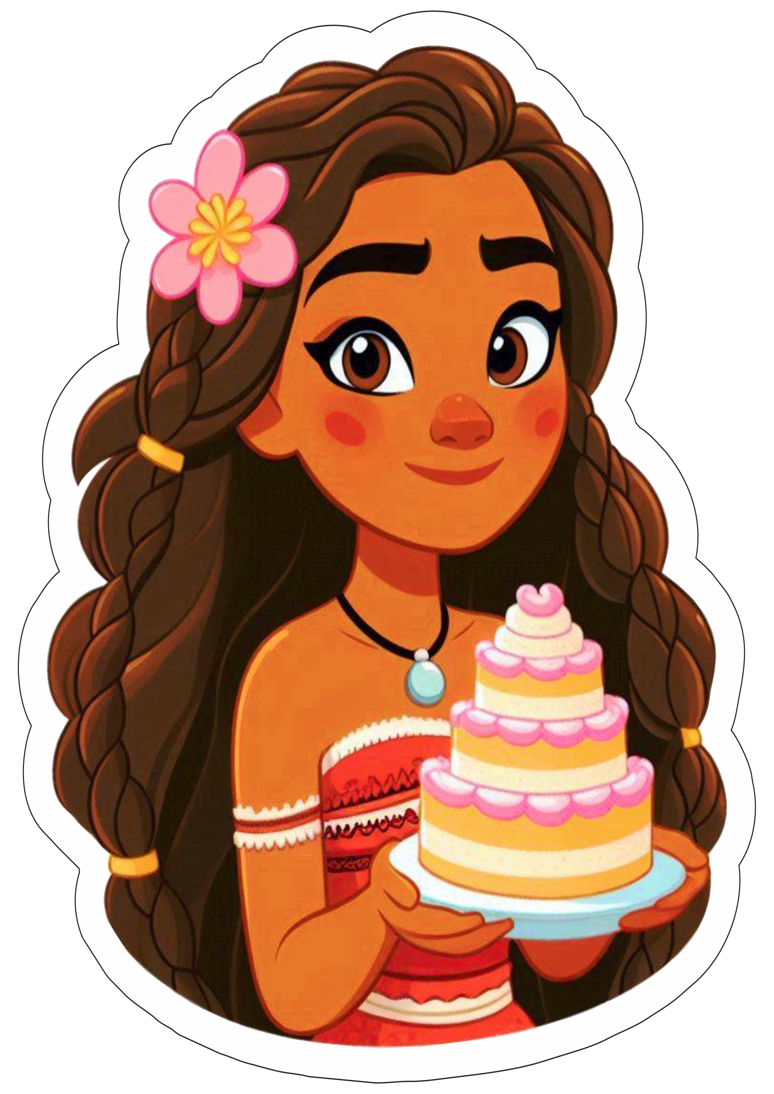 Moana comendo bolo de aniversário decoração de festa infantil png