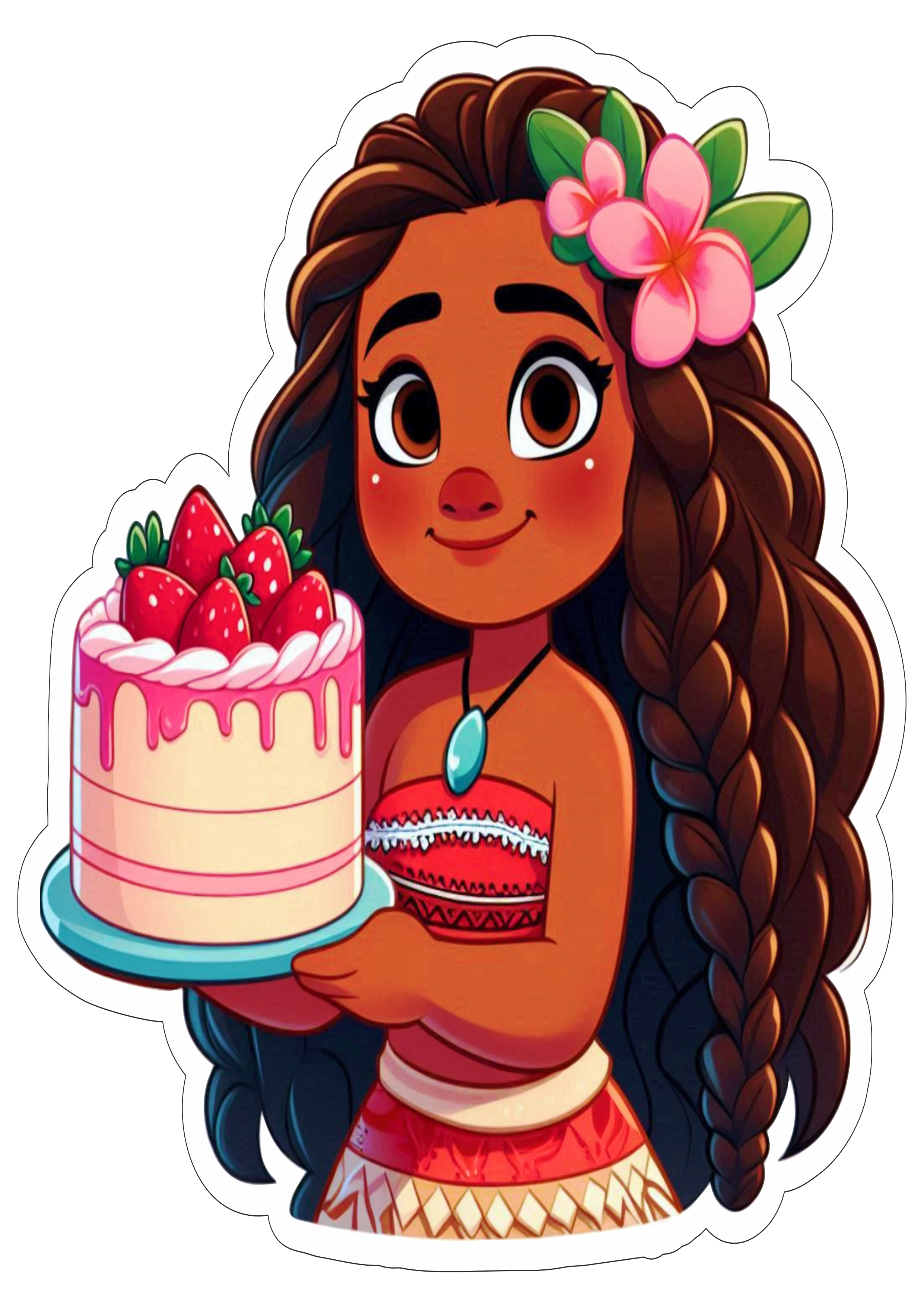 Moana comendo bolo de aniversário decoração de festa infantil artigos personalizados png