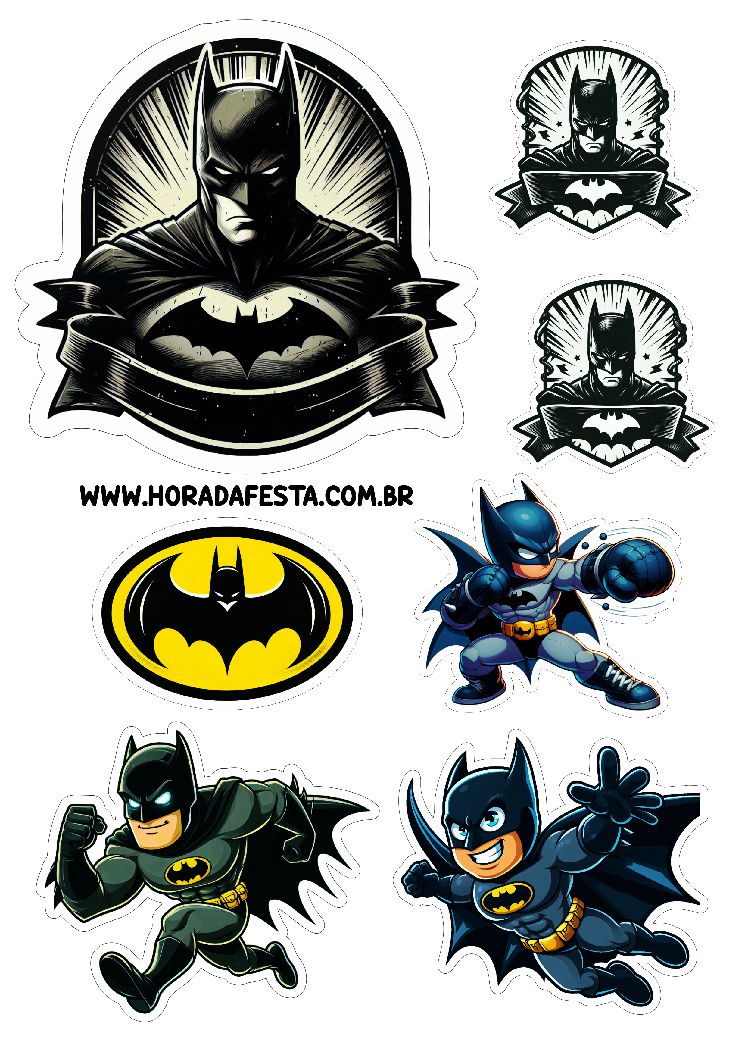 Topo de bolo Batman decoração de aniversário png festa infantil